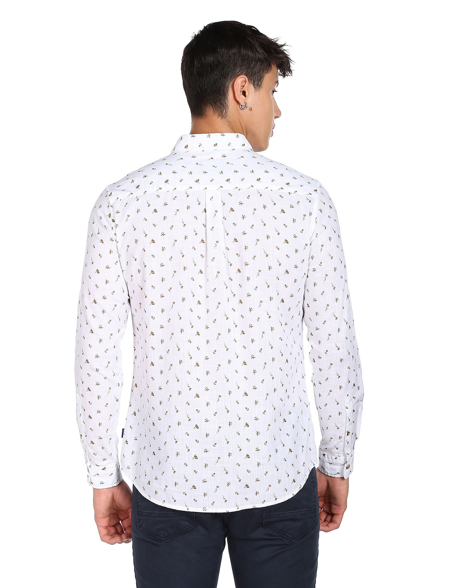 Flying Machine Slub Floral Slim Fit Shirt