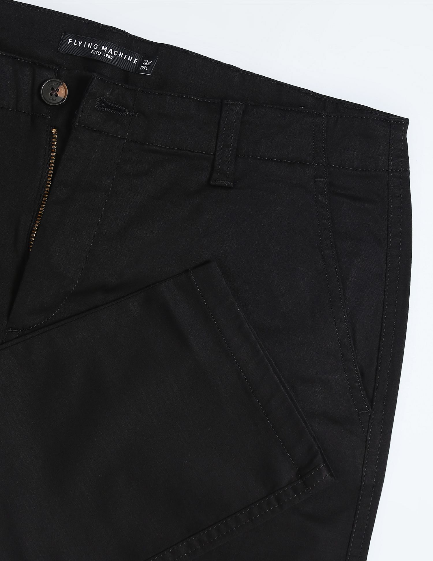 Flying Machine Slash Slim Tapered Fit Solid Trousers