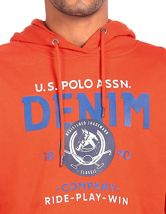 U.S. Polo Assn. Denim Co. Drawstring Hood Brand Print Sweatshirt