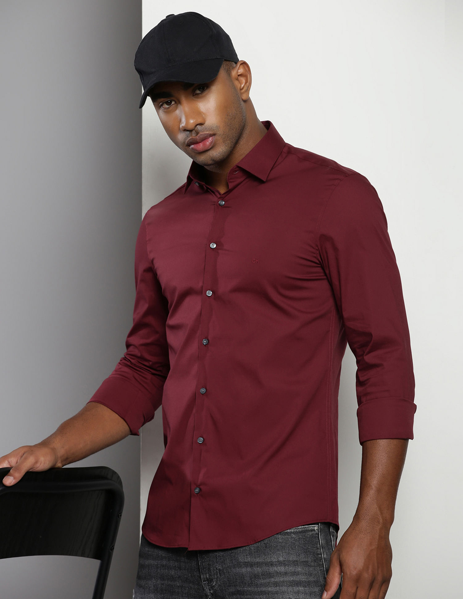 Buy Calvin Klein Solid Slim Fit Shirt 