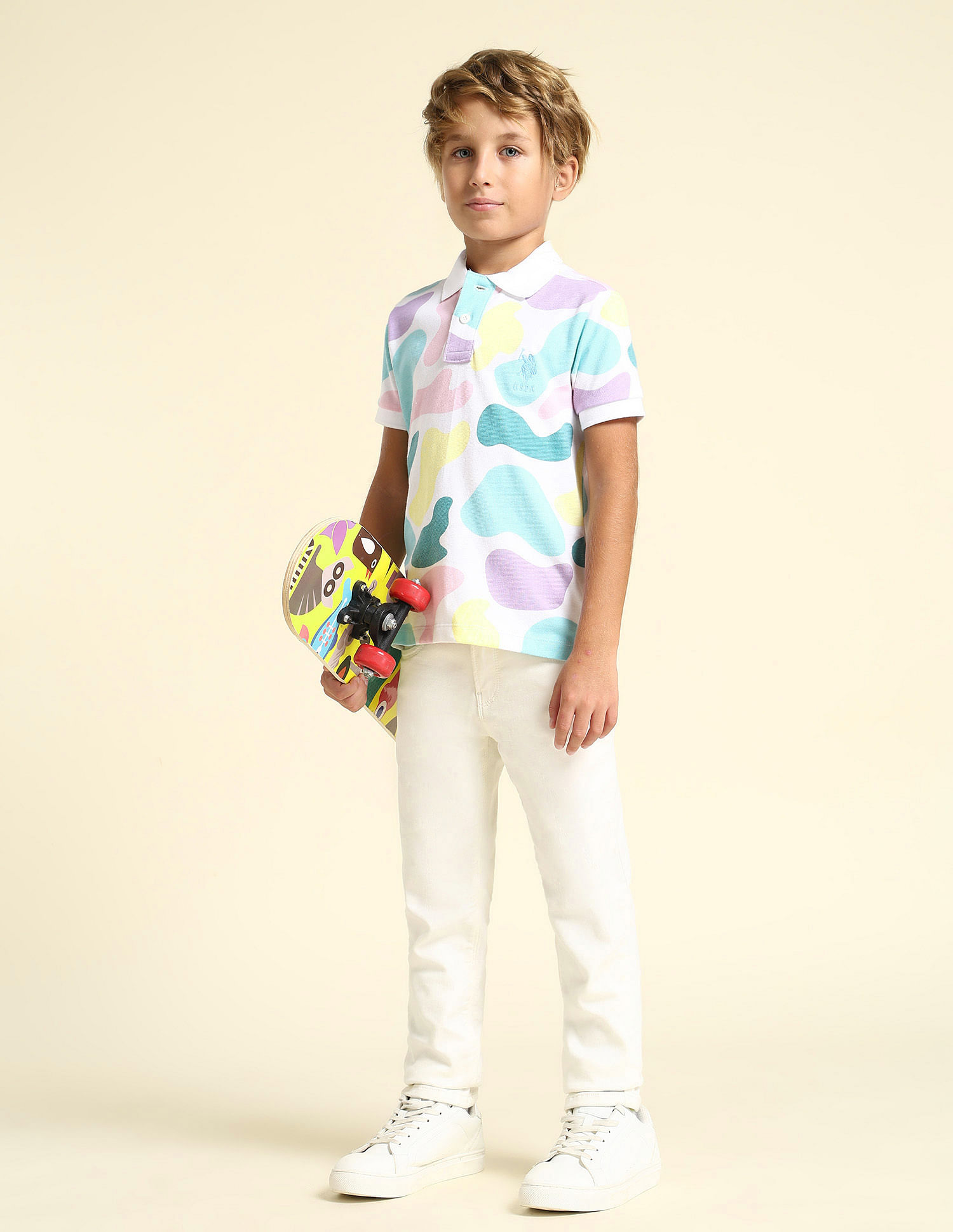 U.S. Polo Assn. Kids Boys Abstract Printed Regular Fit Polo Shirt