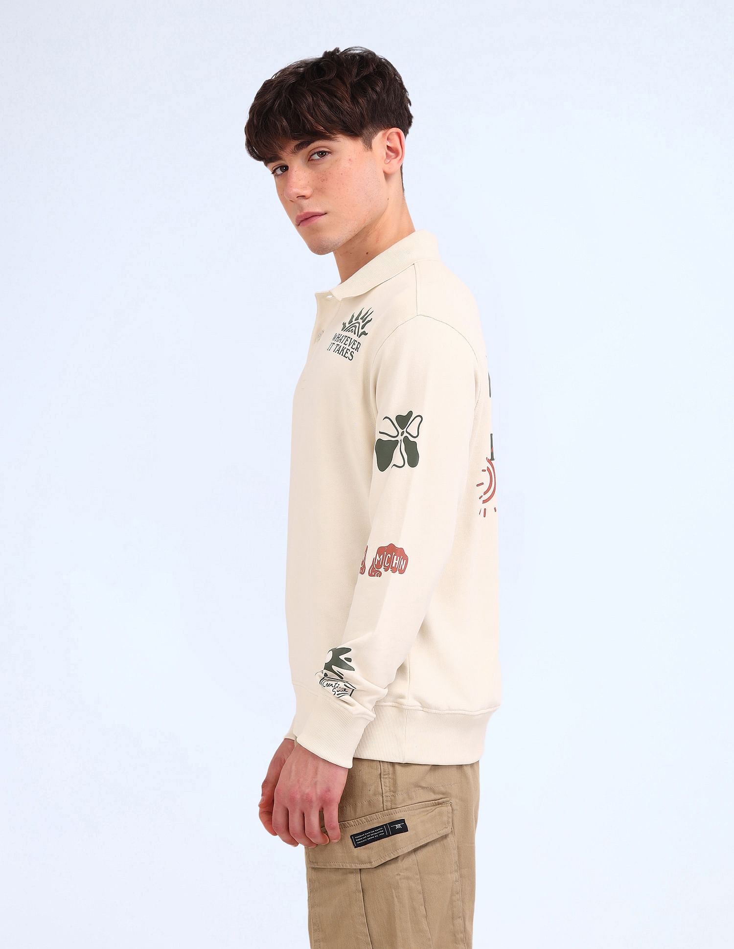 Flying Machine Relaxed Fit Graphic Printed Sweatshirt