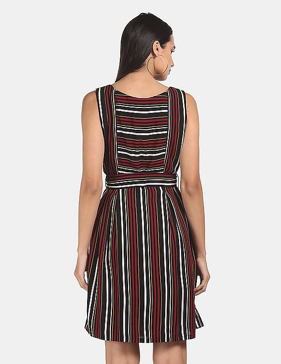 Flying Machine Women Striped Fit Flare Dress