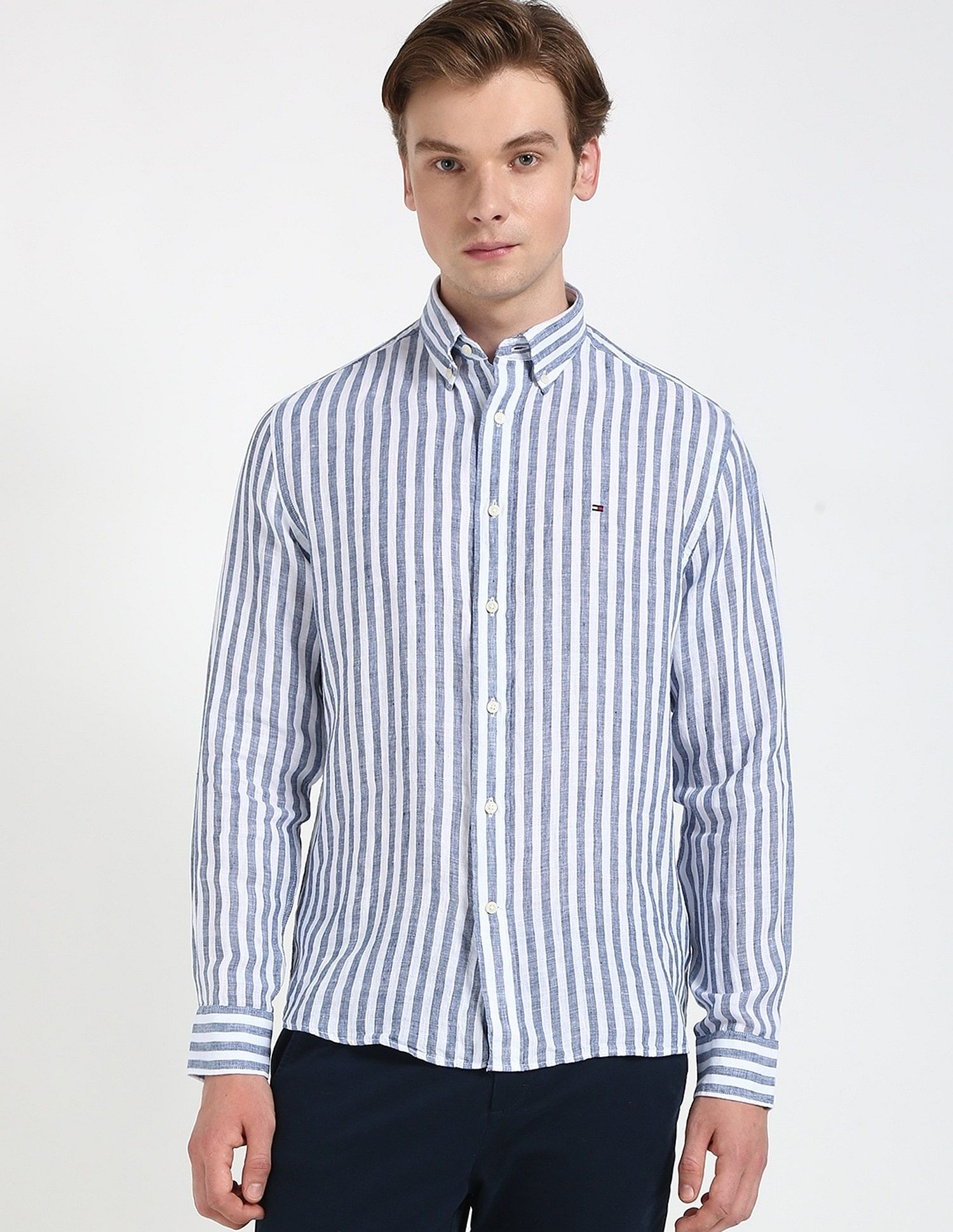 Tommy Hilfiger Striped Regular-Fit Linen Shirt
