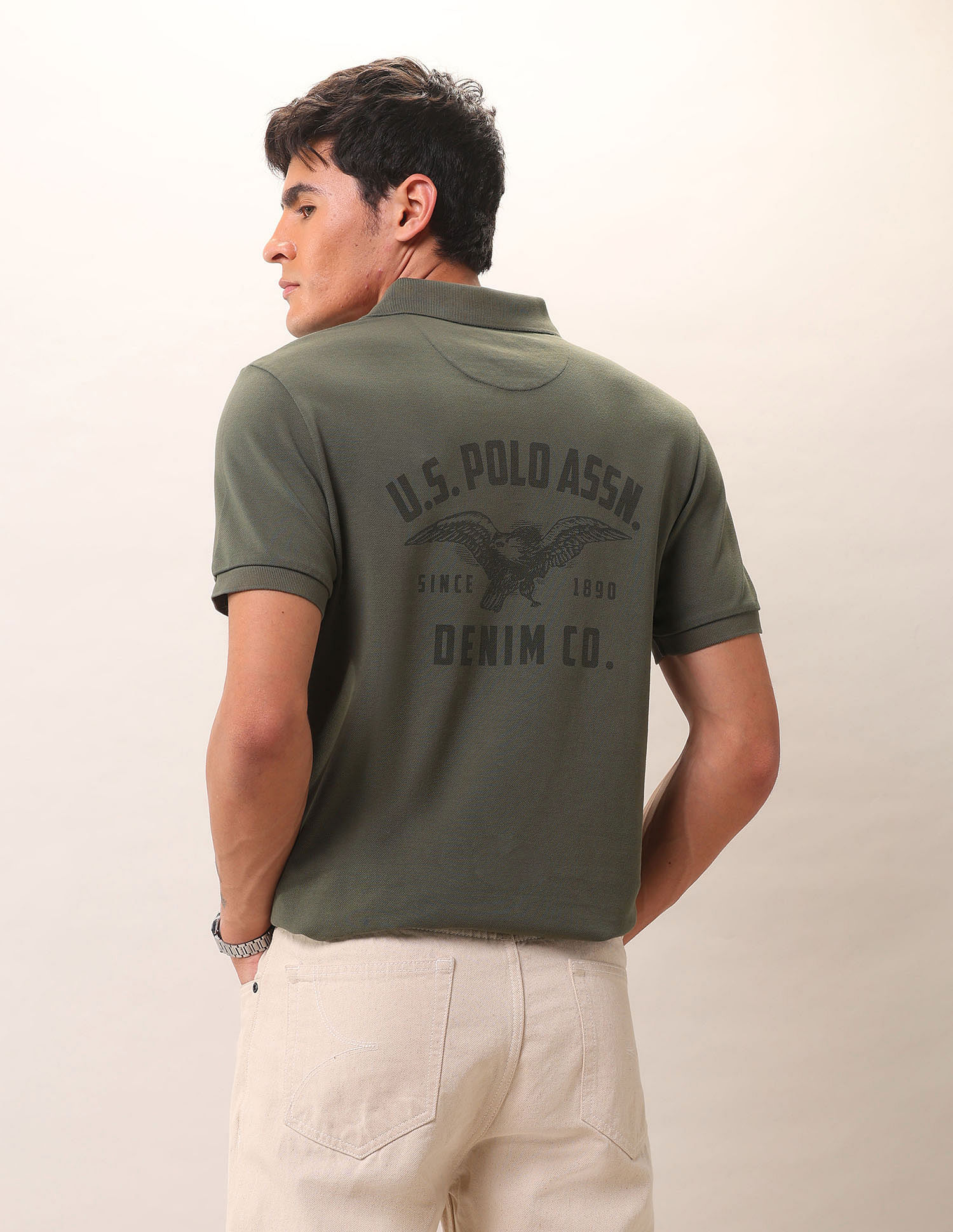 U.S. Polo Assn. Denim Co. Brand Printed Pure Cotton Polo Shirt