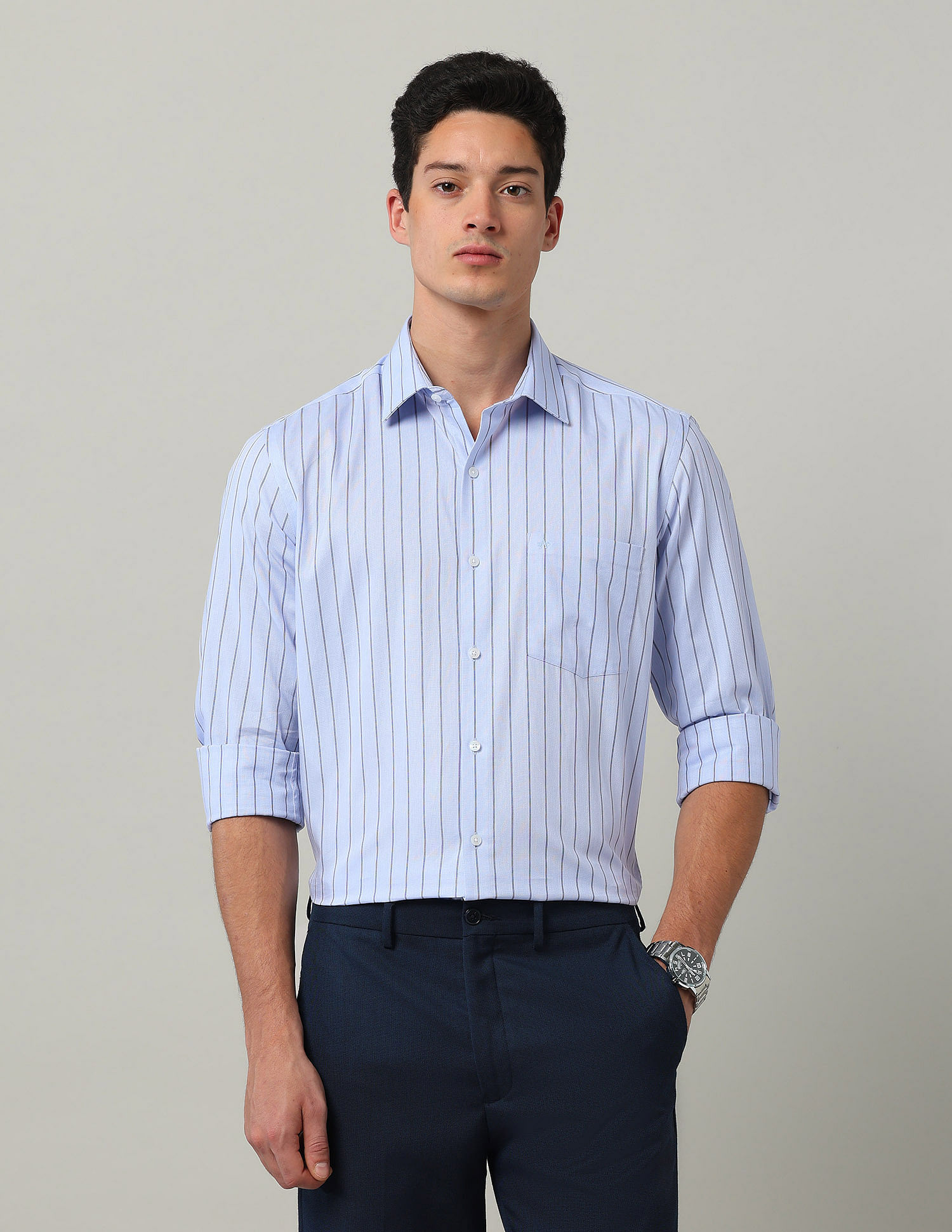 Arrow Liberty Classic Fit Vertical Striped Shirt