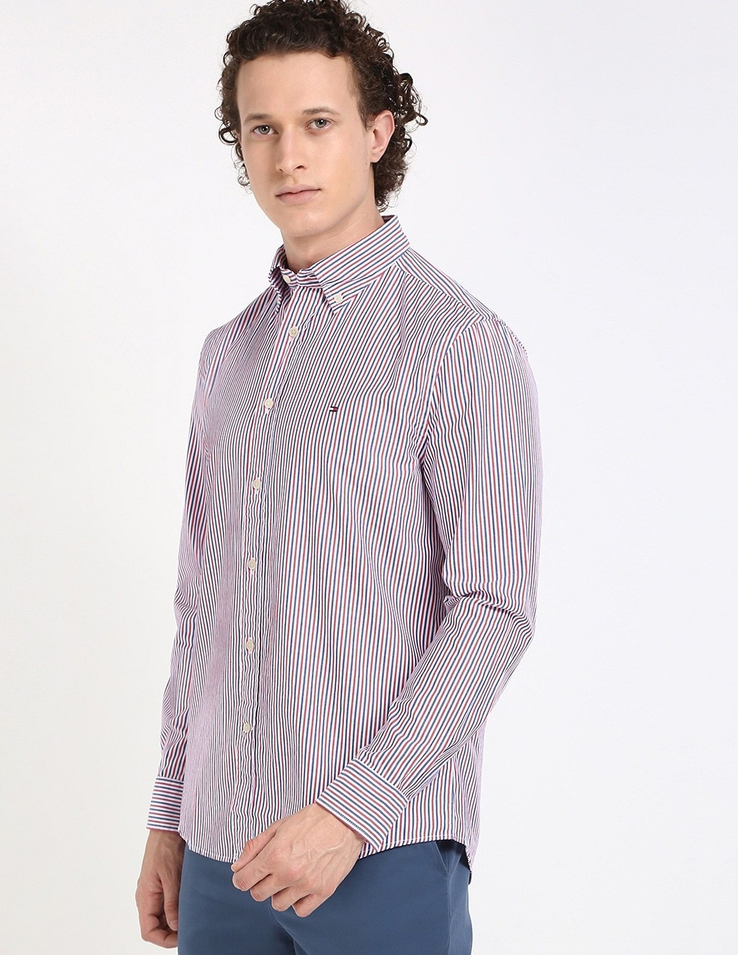 Tommy Hilfiger Striped Regular-Fit Poplin Woven Shirt