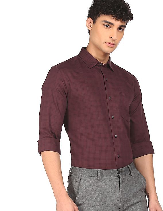 Buy Arrow Newyork Spread Collar Check Formal Shirt 