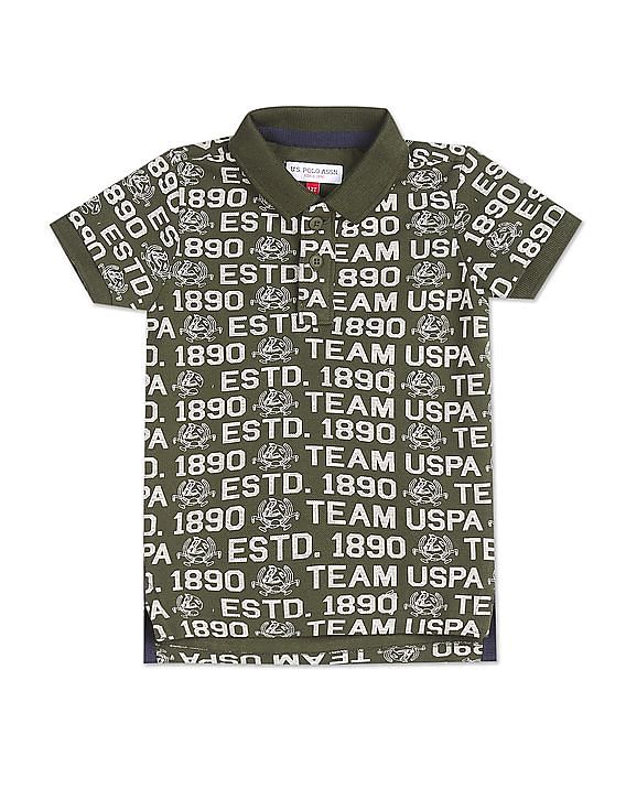 U.S. Polo Assn. Kids Boys Cotton Brand Print Polo Shirt