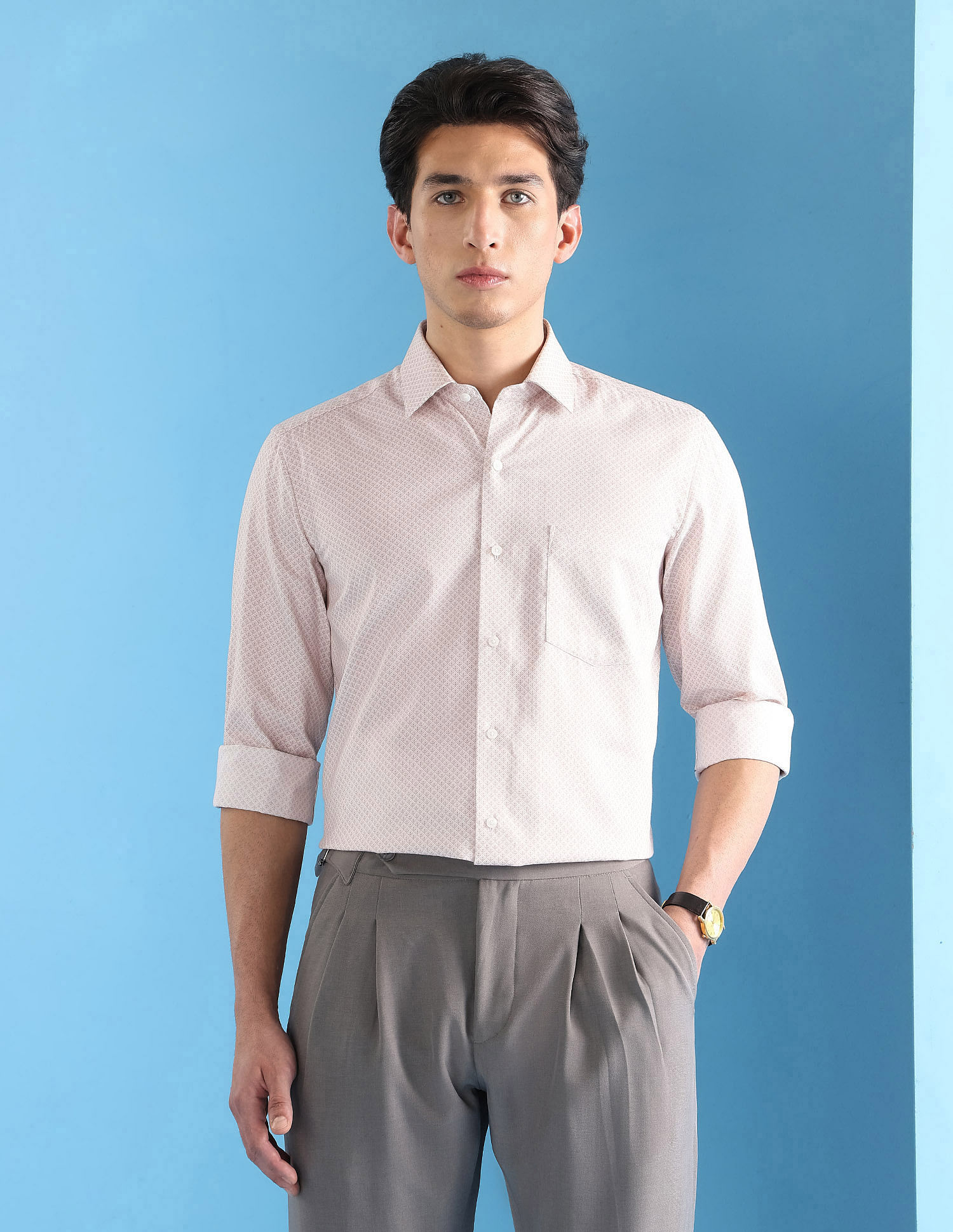 Arrow Manhattan Slim Fit Geometric Printed Shirt