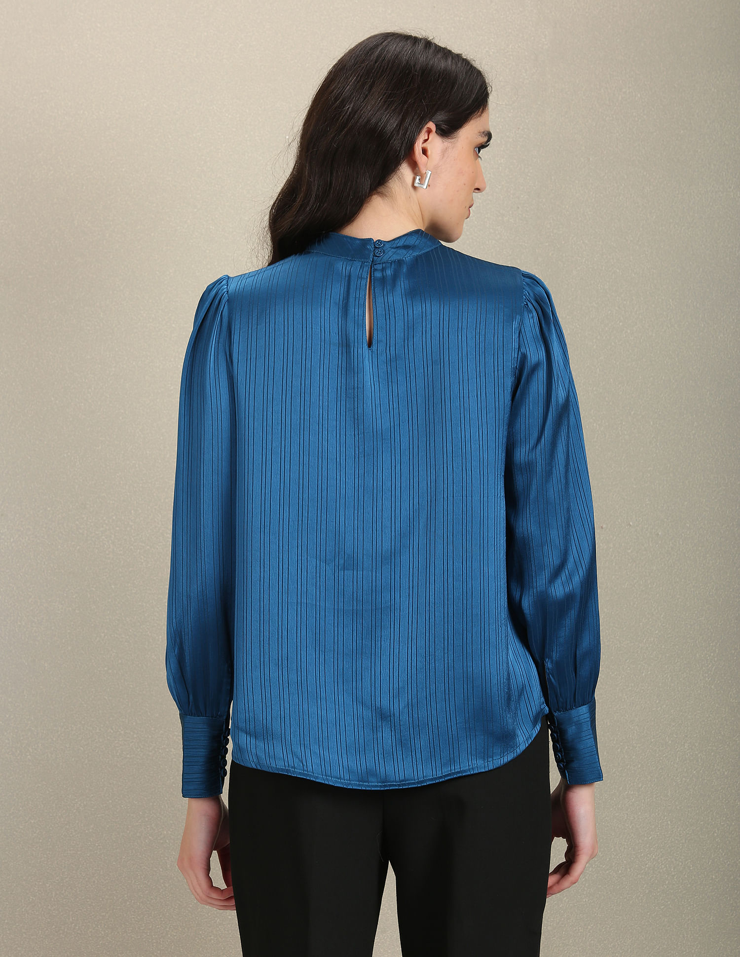 U.S. Polo Assn. Women Long Sleeve Vertical Stripe Top