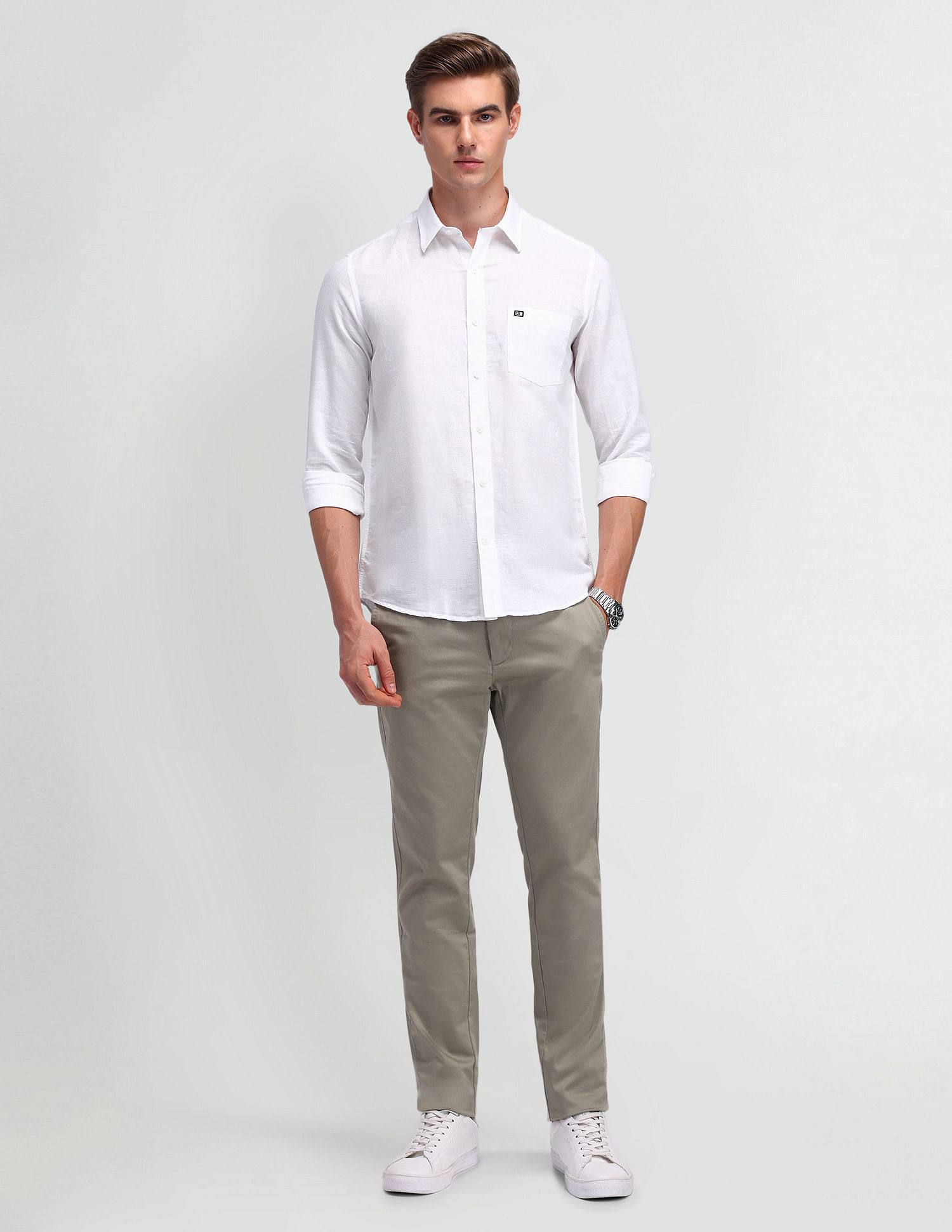 Arrow Sport Solid Manhattan Slim Fit Shirt