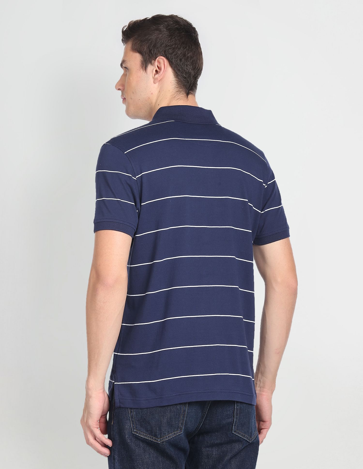 Arrow Sports Horizontal Stripe Cotton Polo Shirt
