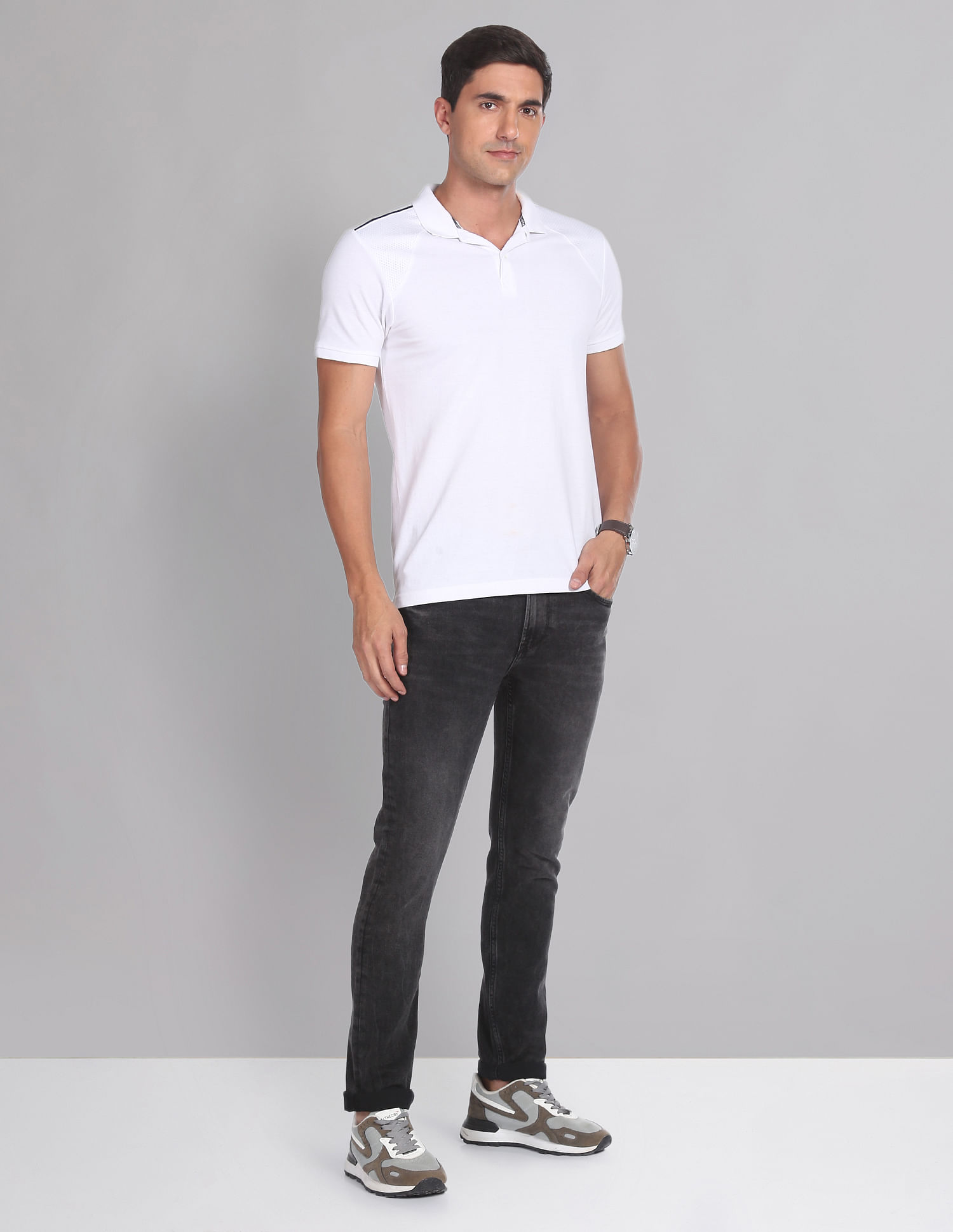 AD by Arvind Skinny Fit Stone Wash Jeans