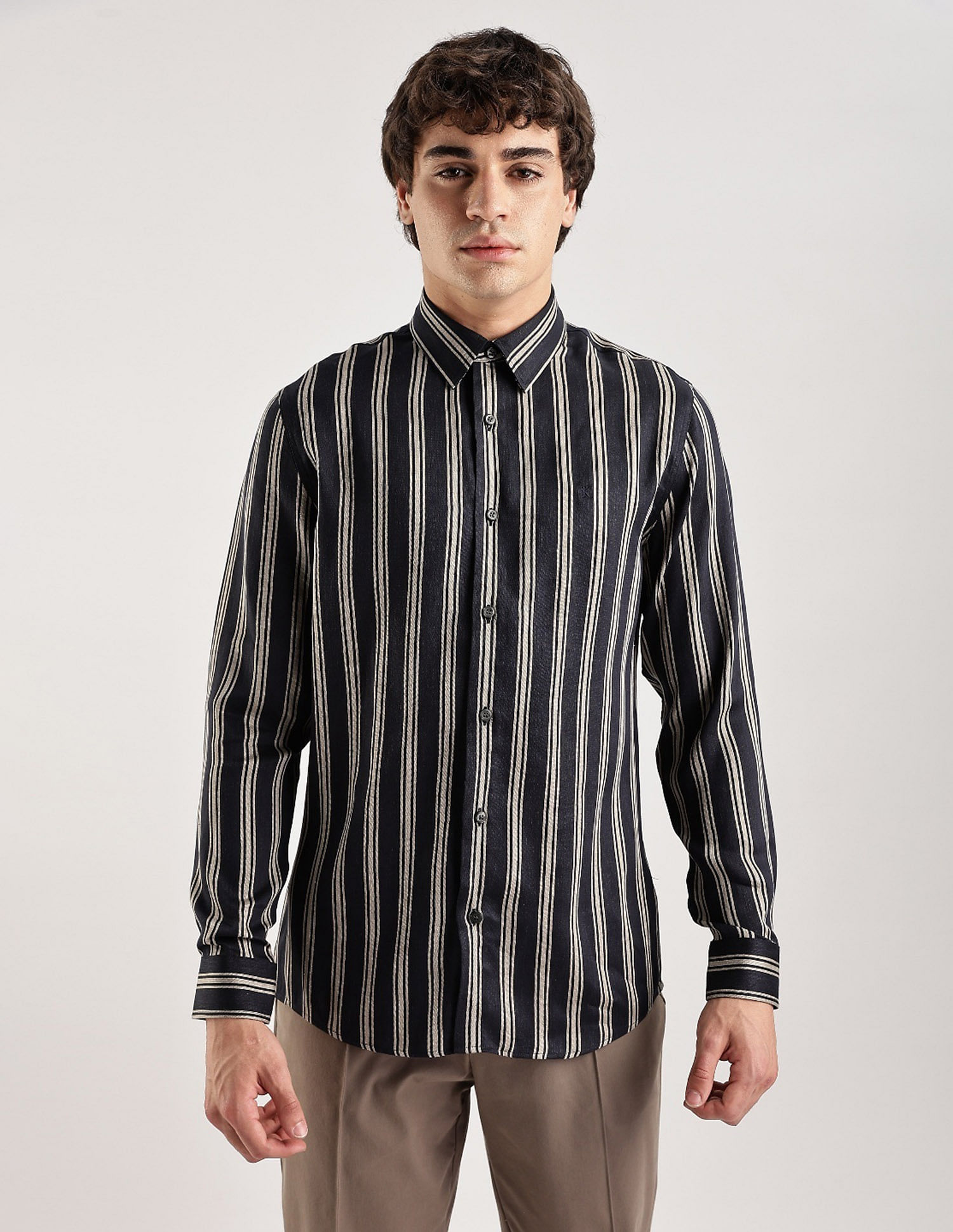 Calvin Klein Jeans Vertical Stripes Slim Fit Woven Shirt