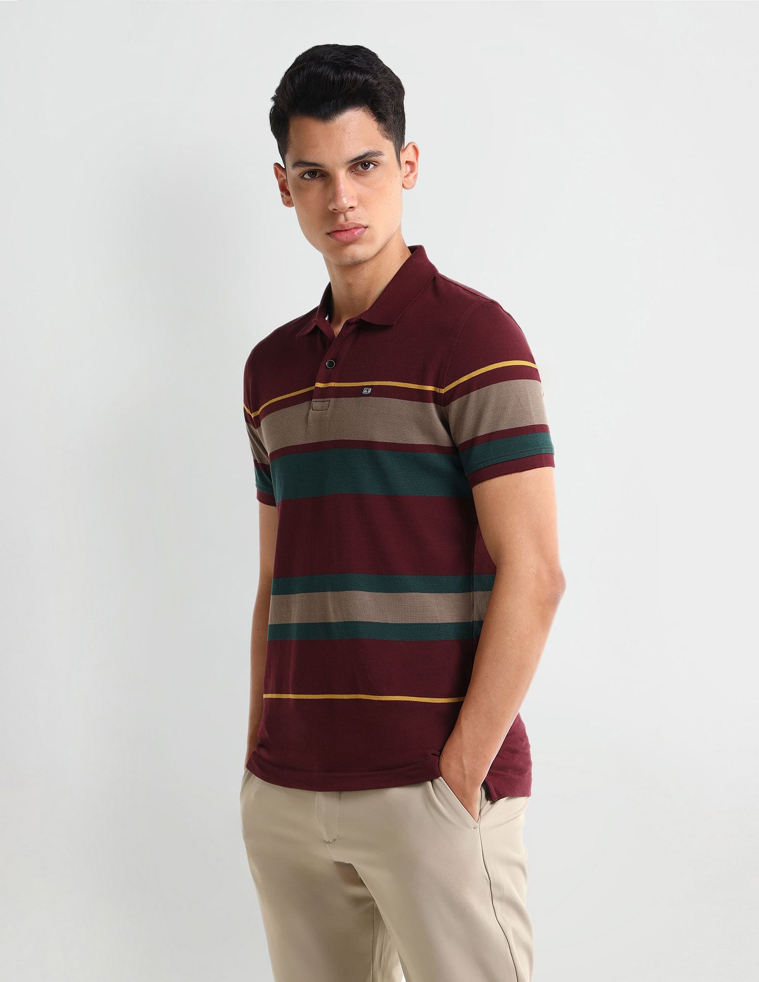 Arrow Sport Dynamax Horizontal Striped Regular Polo Shirt