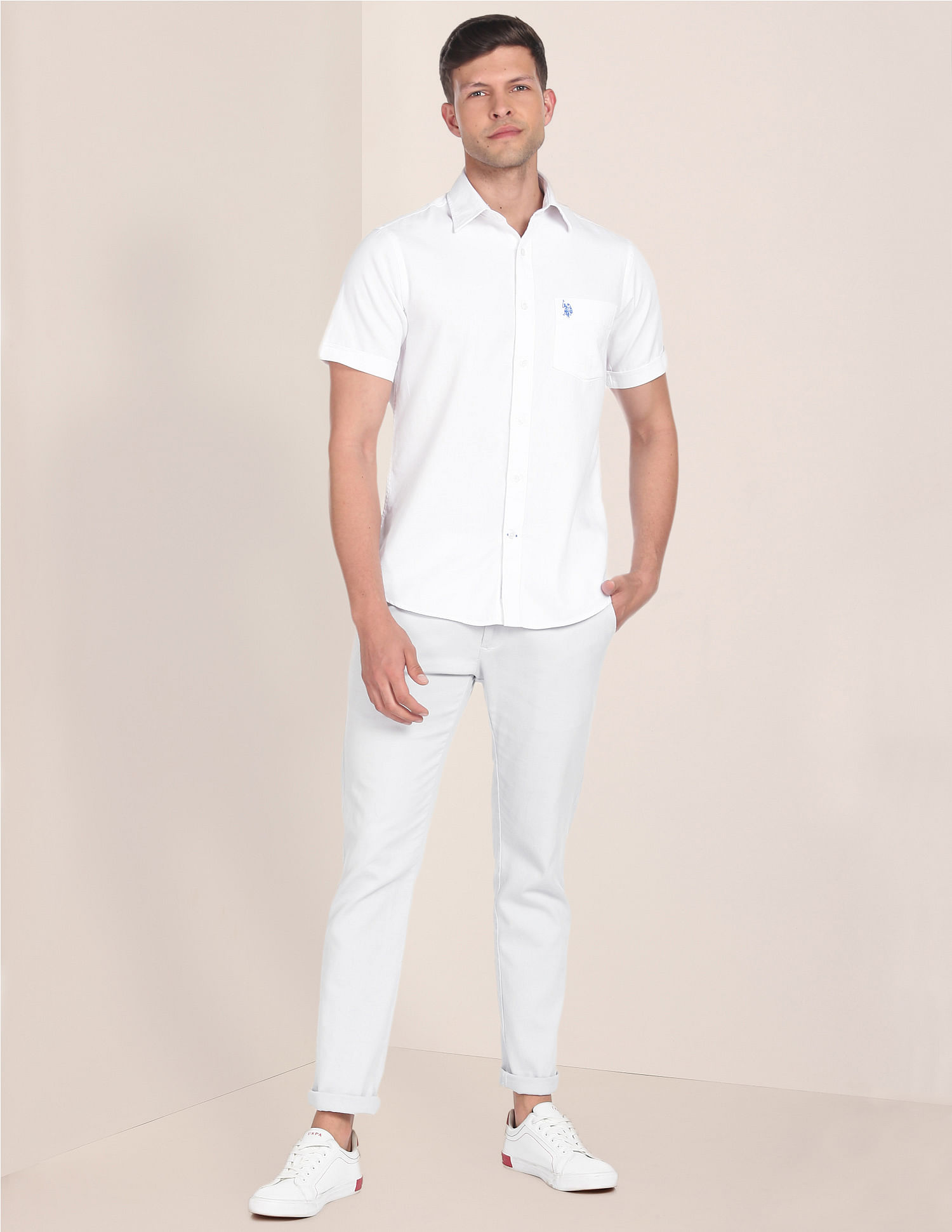 U.S. Polo Assn. Birdseye Dobby Textured Solid Shirt