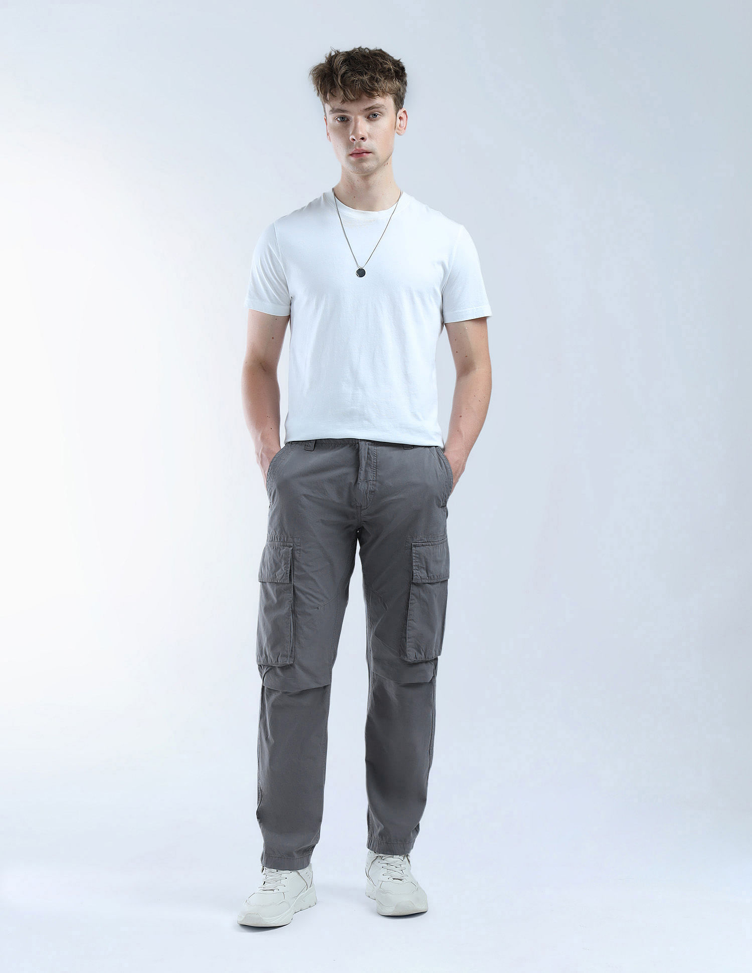 Flying Machine Relaxed Tapered Fit Pure Cotton Cargo