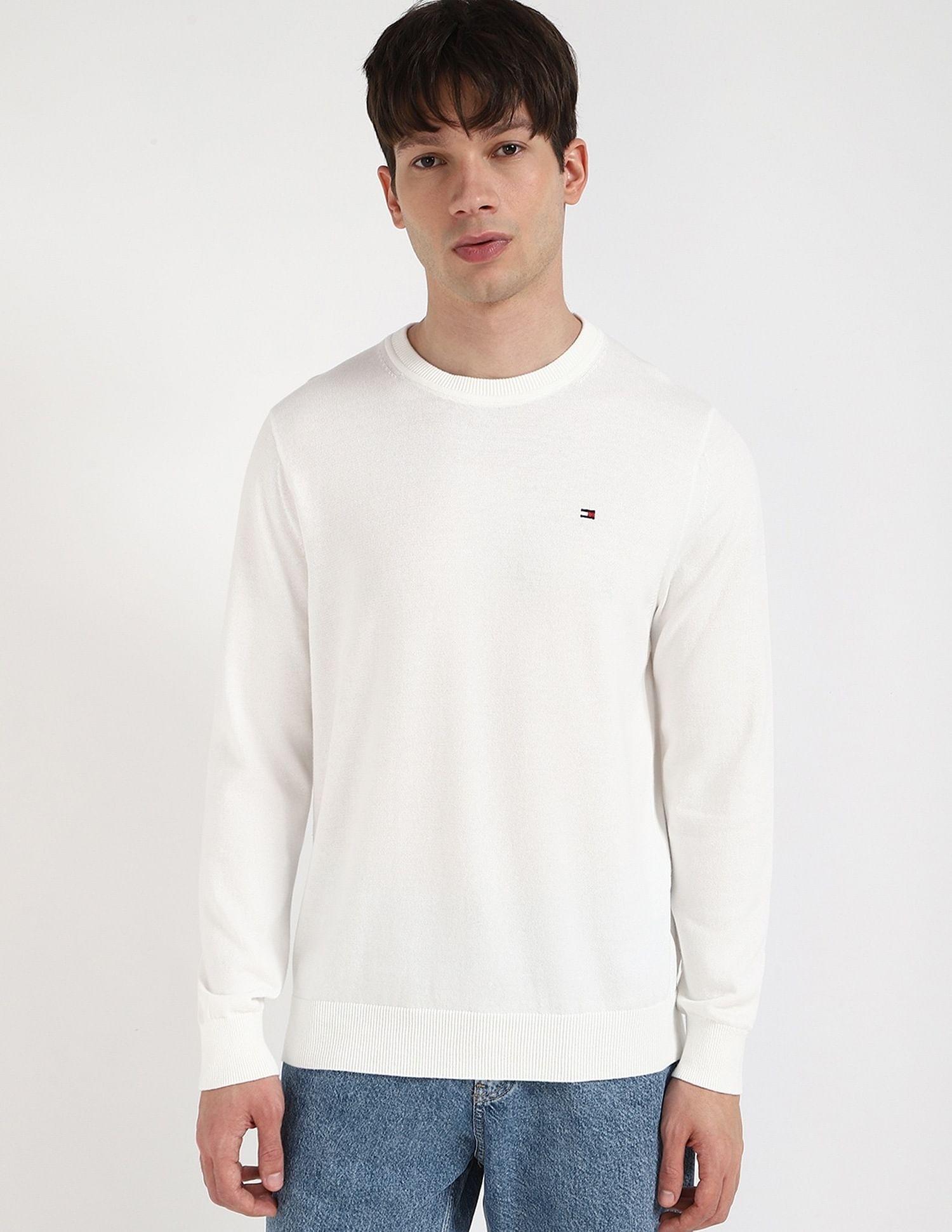 Tommy Hilfiger Solid Regular-Fit Cotton Sweater