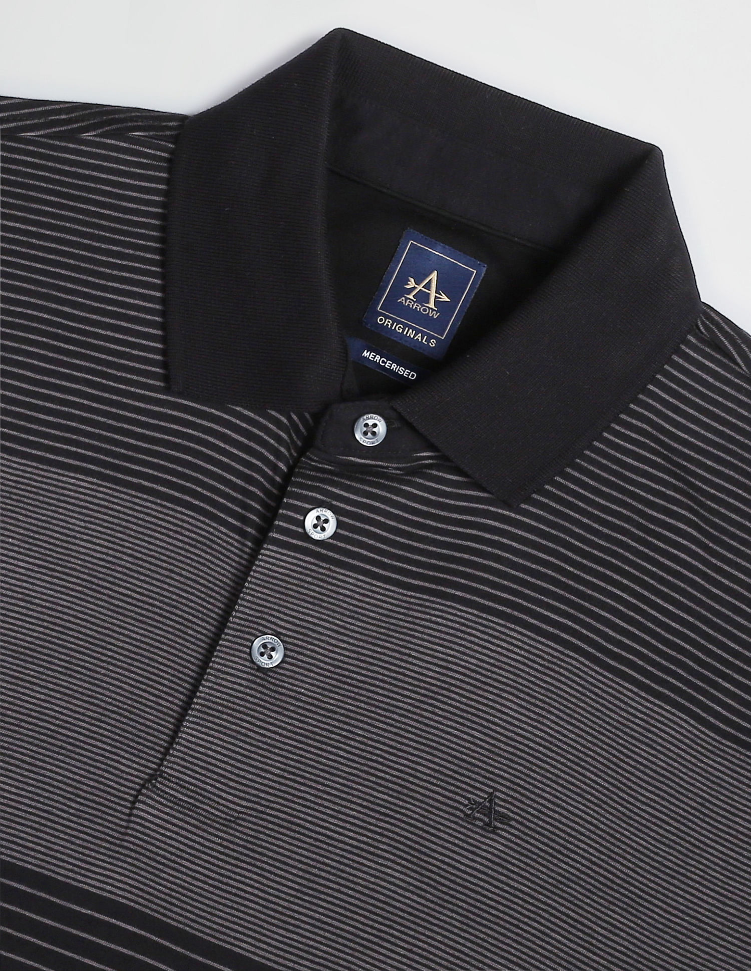 Arrow Horizontal Striped Mercerised Cotton Polo Shirt