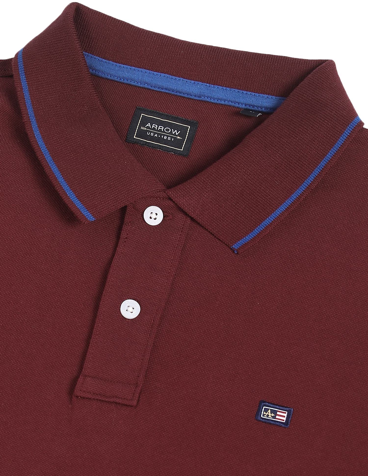 Arrow Sports Striped Collar Solid Cotton Polo Shirt