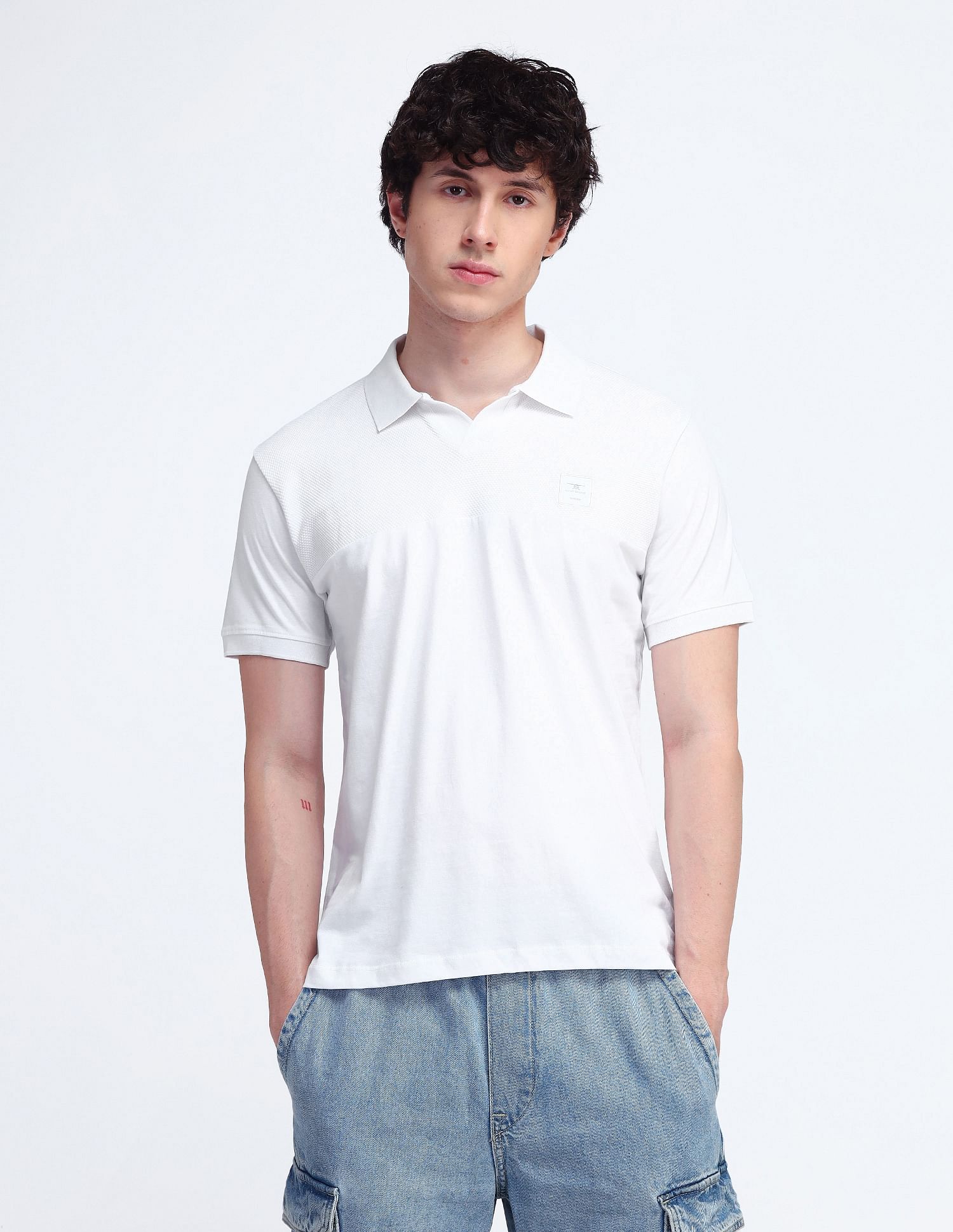 Flying Machine Textured Cotton Polo Shirt