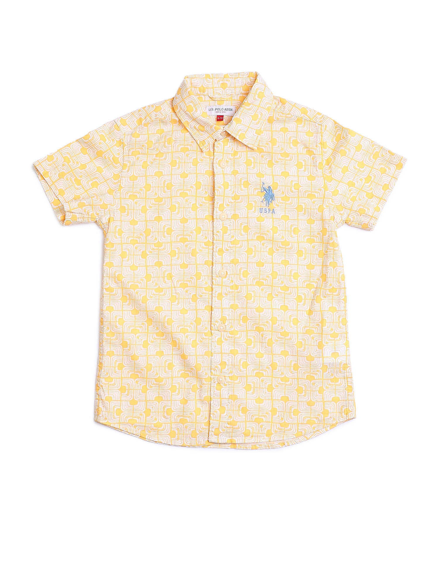 U.S. Polo Assn. Kids Boys Geometric Printed Regular Fit Shirt