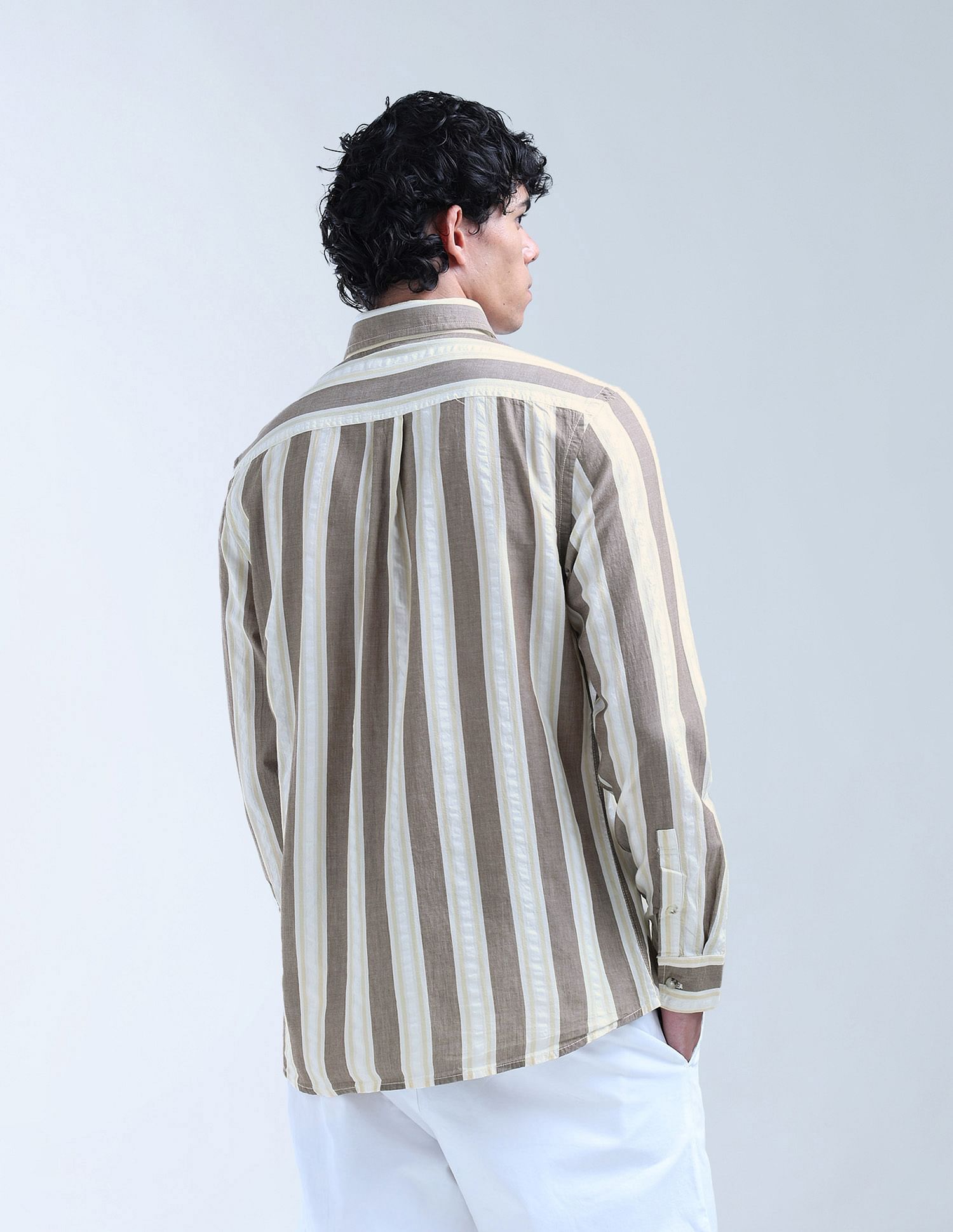 Flying Machine Vertical Striped Color Of Home Shirt