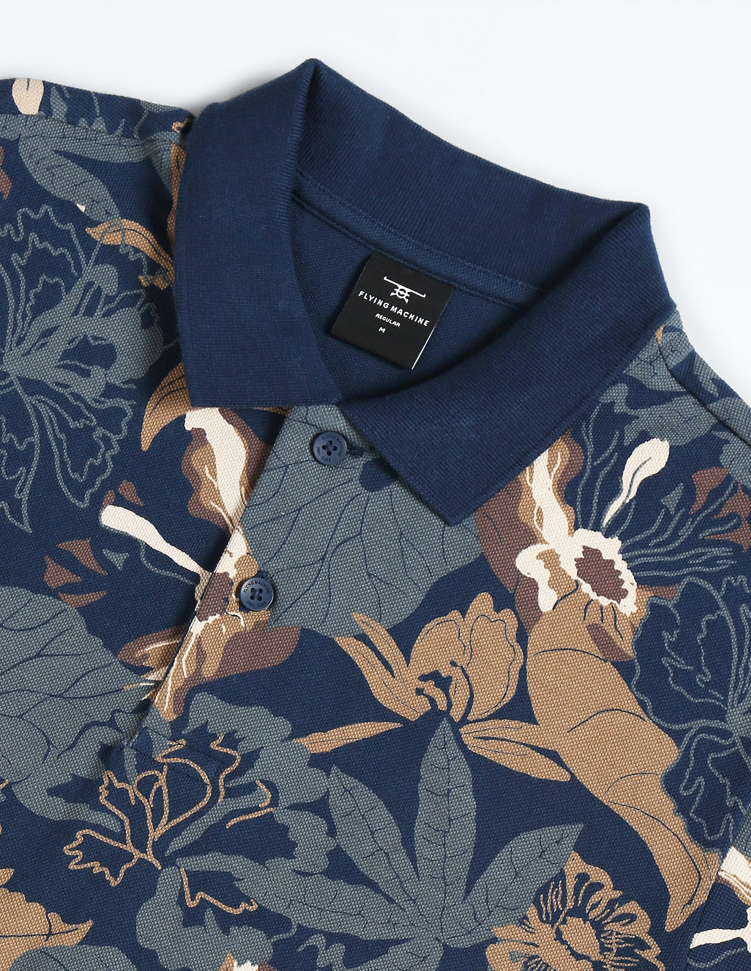 Flying Machine Tropical Print Pique Polo Shirt