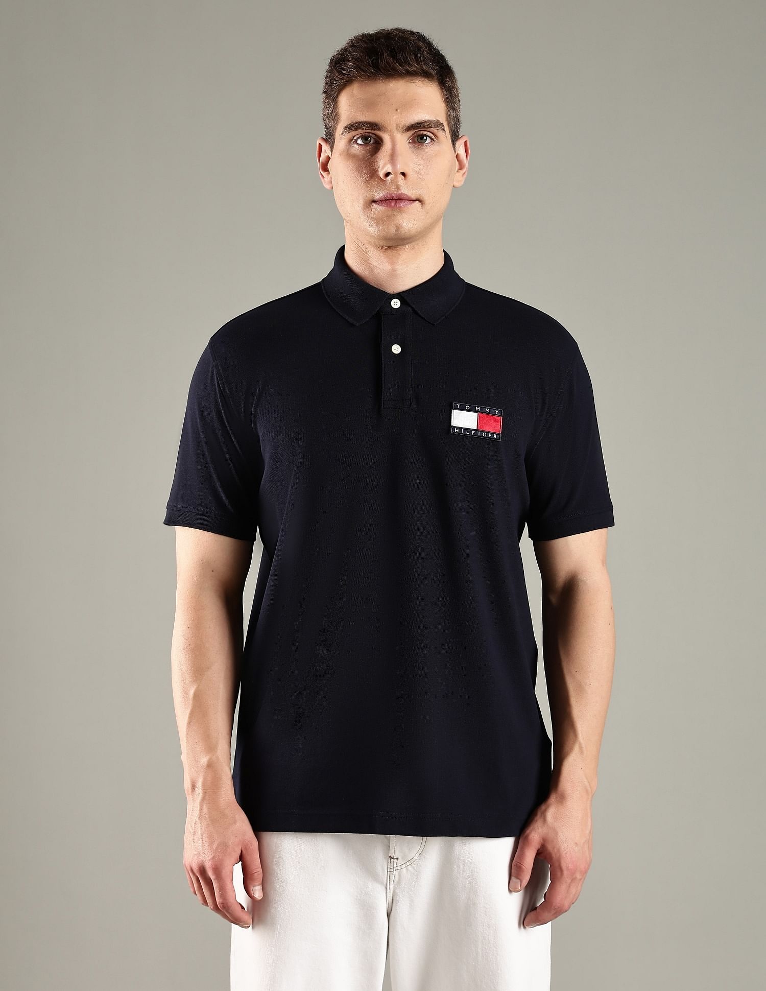Tommy Hilfiger Solid Regular Fit Cotton Polo T-Shirt