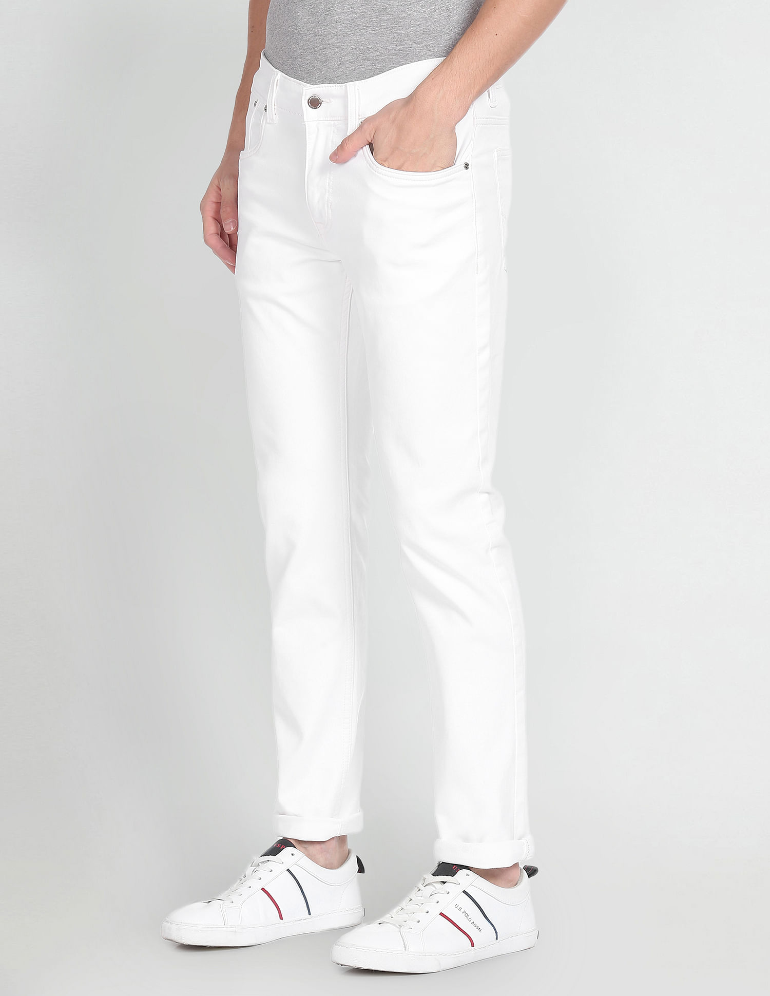 U.S. Polo Assn. Denim Co. Brandon Slim Tapered White Jeans