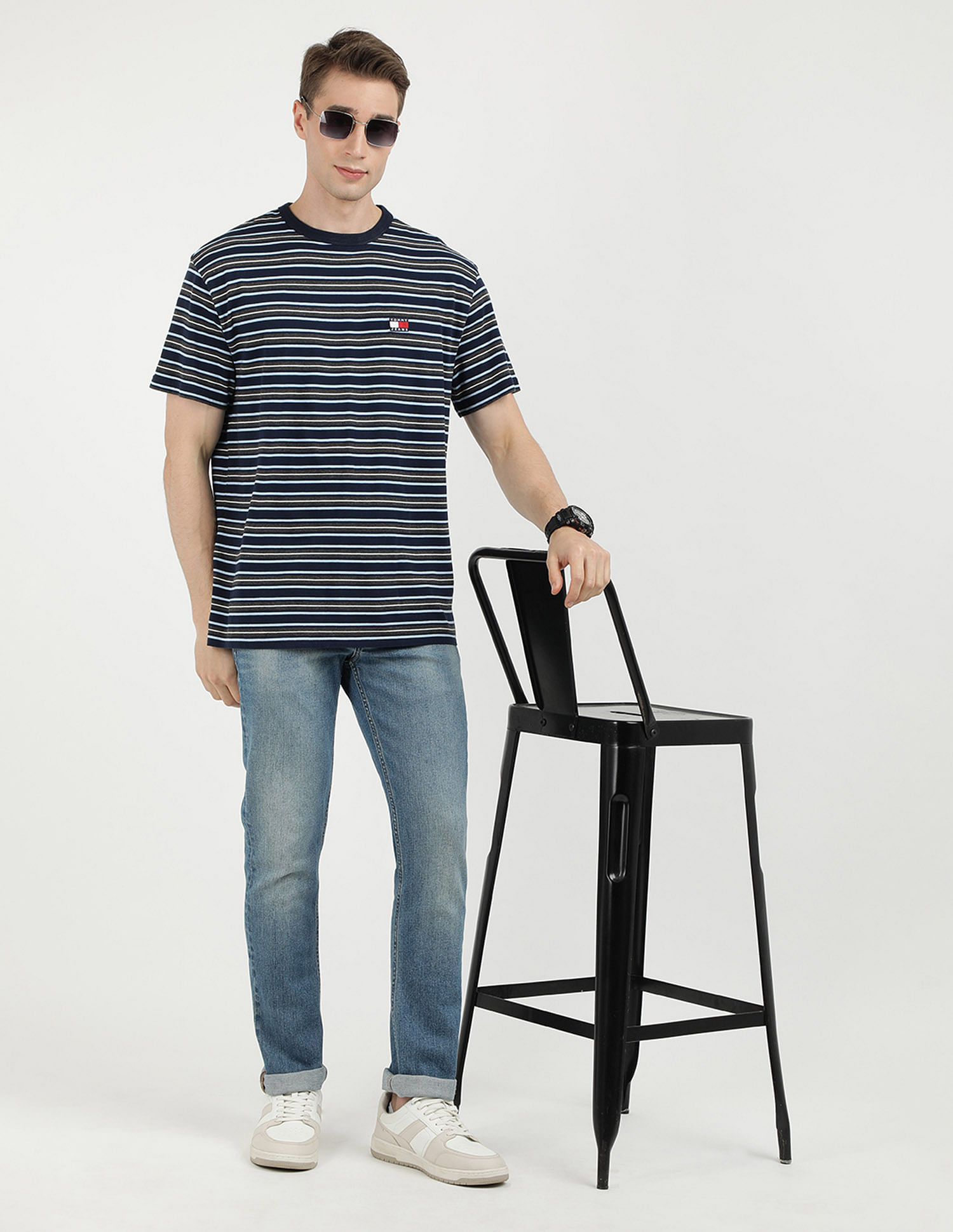Tommy Hilfiger Badge Horizontal Stripe Cotton T-Shirt