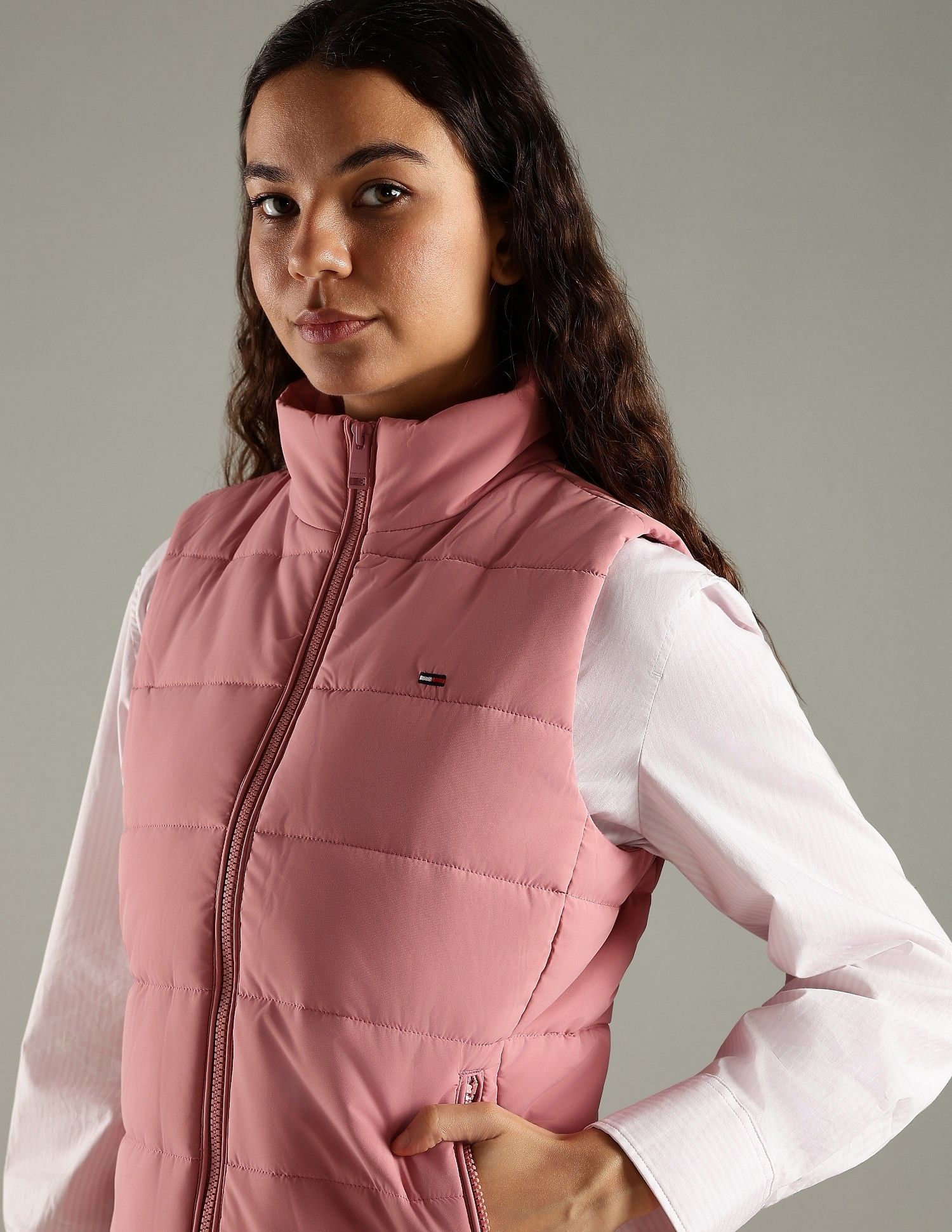 Tommy Hilfiger Slim Fit Polyester High Neck Puffer Jacket