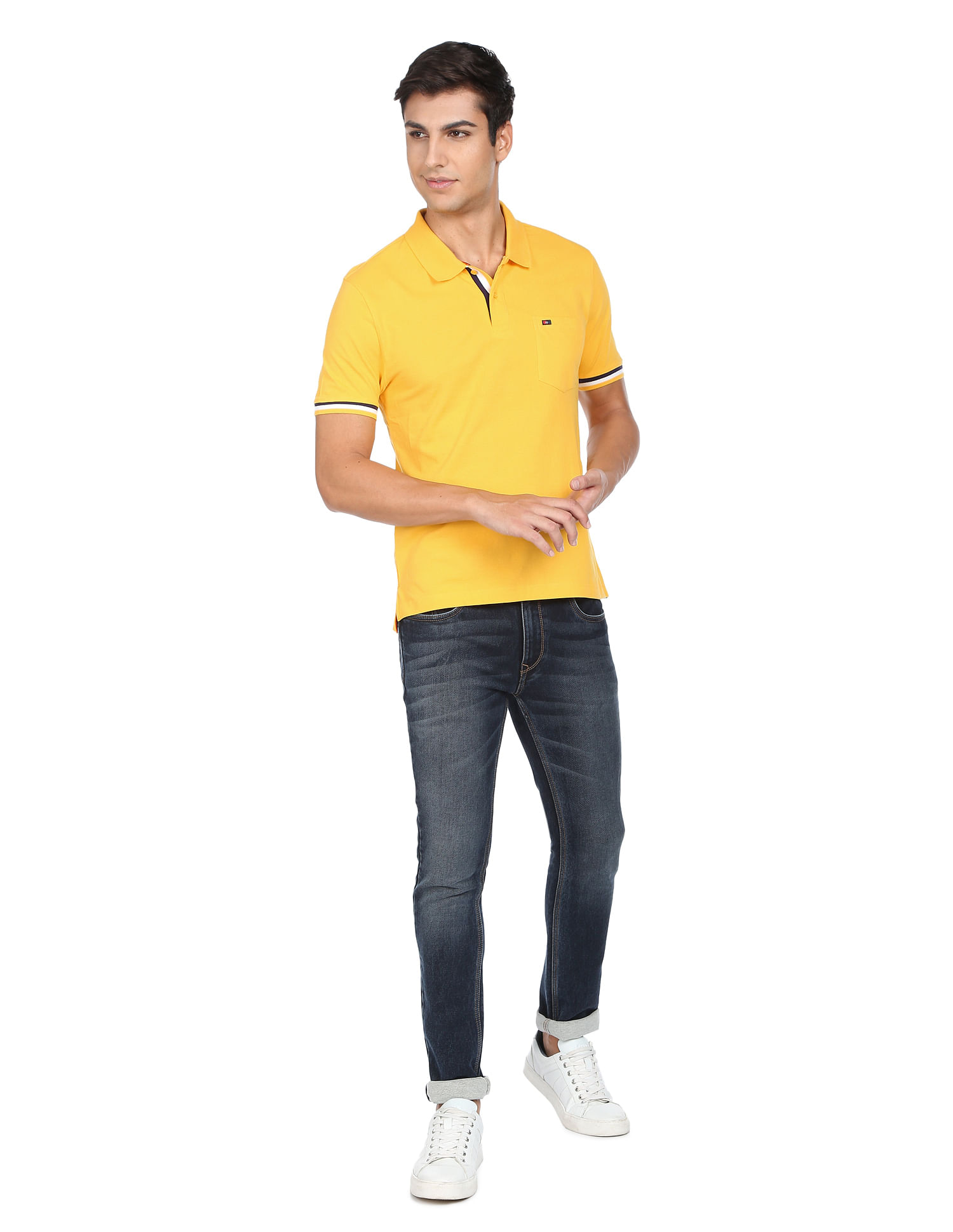 AD by Arvind Modern Solid Pique Polo Shirt