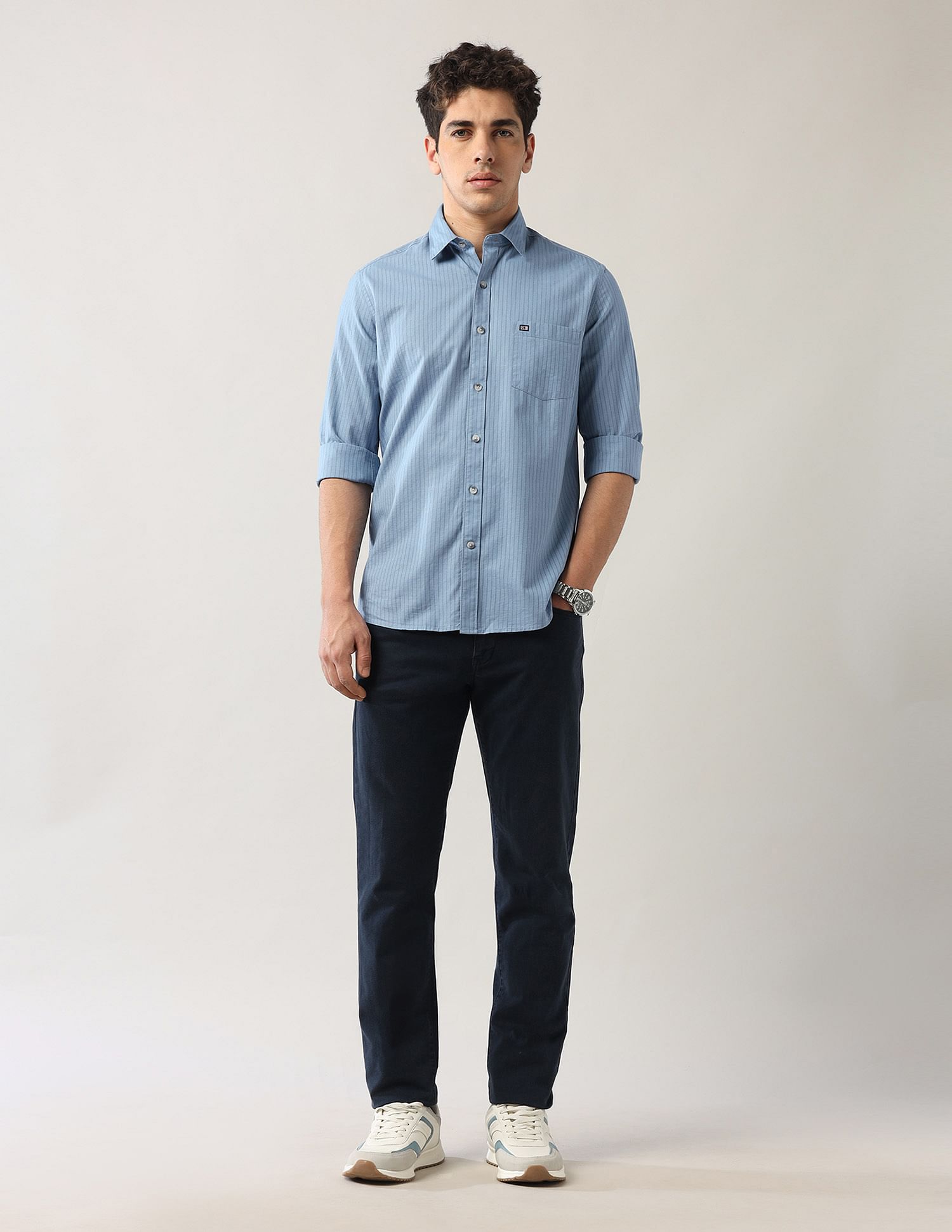 Arrow Sport Vertical Striped Dobby Shirt