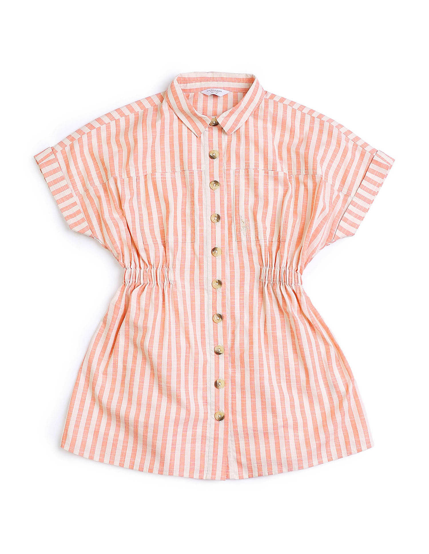 U.S. Polo Assn. Kids Girls Vertical Striped Shirt Dress