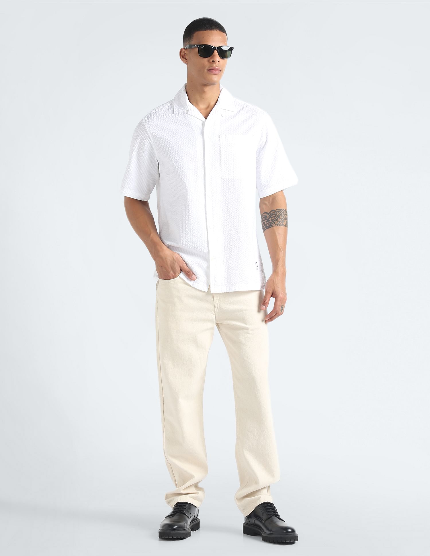 Tommy Hilfiger Cuban Collar Seersucker Shirt