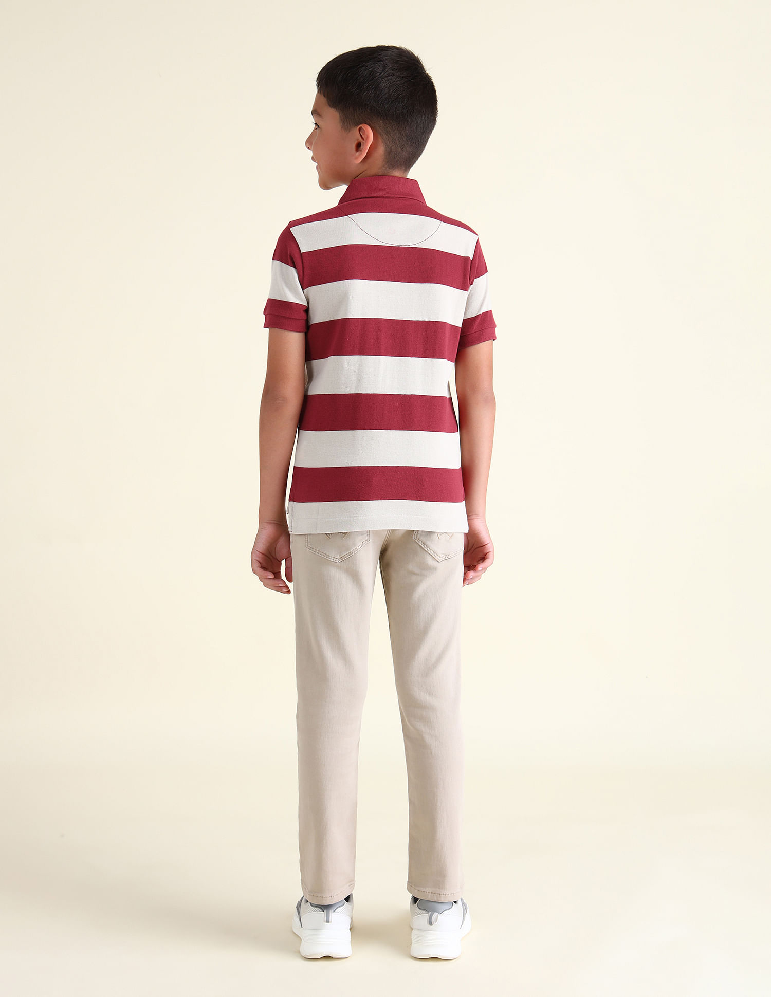 U.S. Polo Assn. Kids Boys Horizontal Striped Regular Fit Polo Shirt