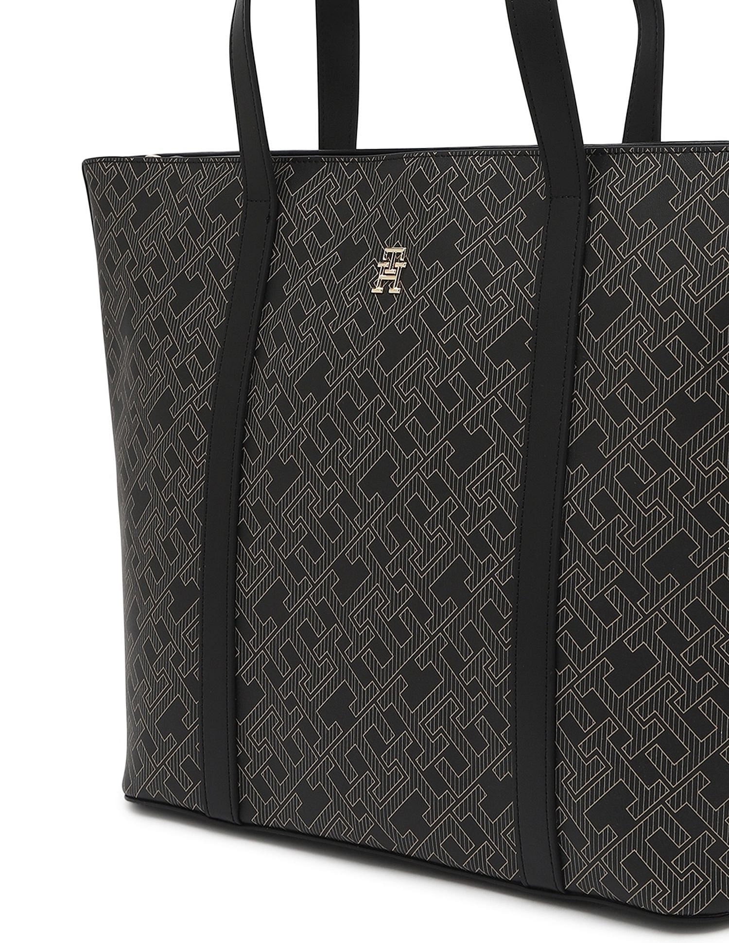 Tommy Hilfiger Logo Black Pu Tote Bag