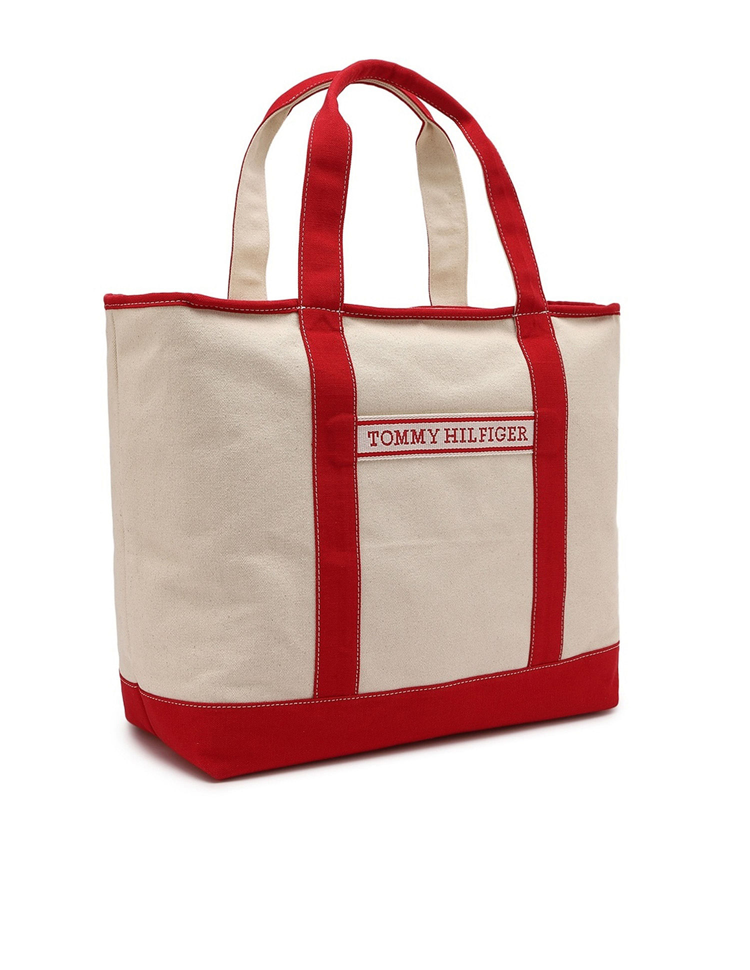 Tommy Hilfiger Colorblock Red Cotton Handbags