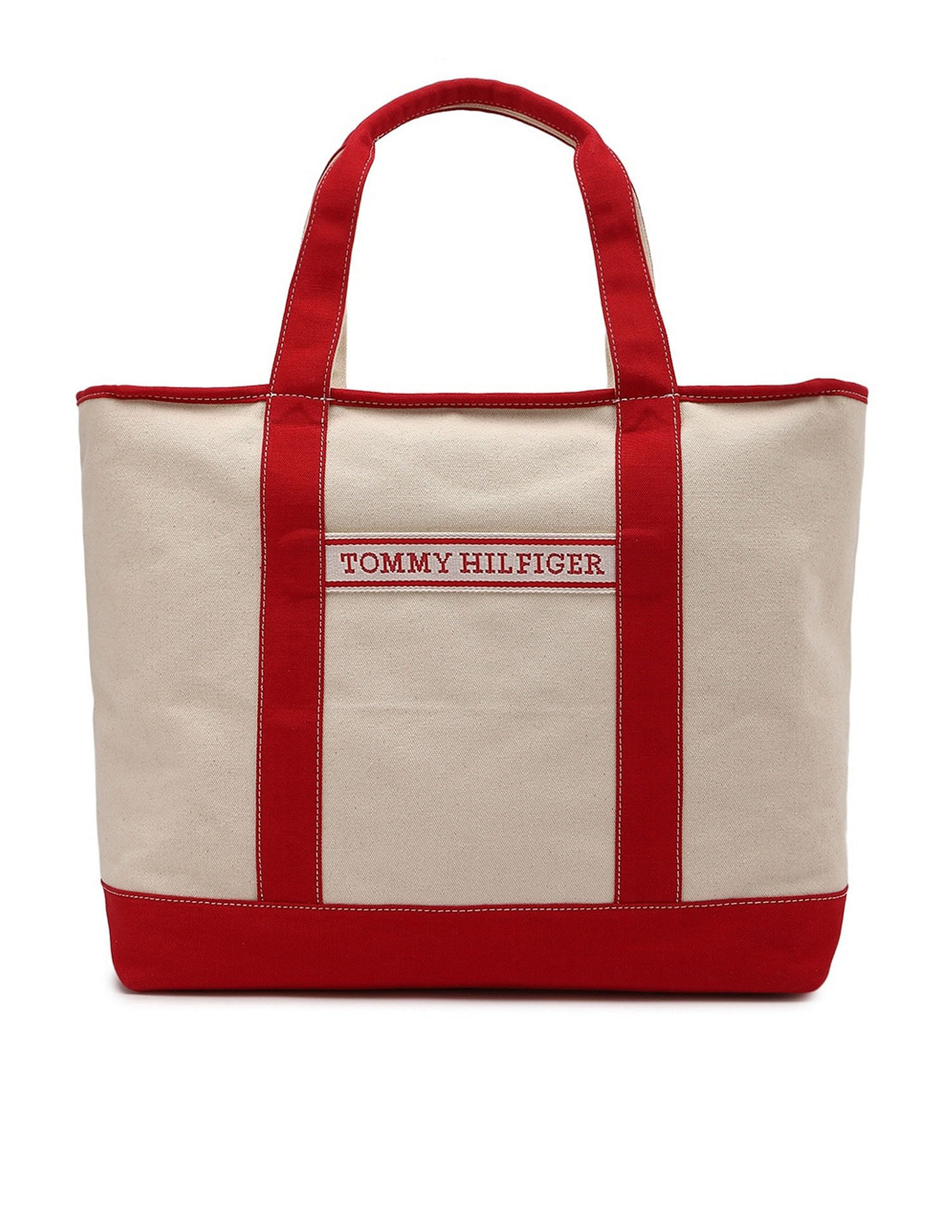 Tommy Hilfiger Colorblock Red Cotton Handbags