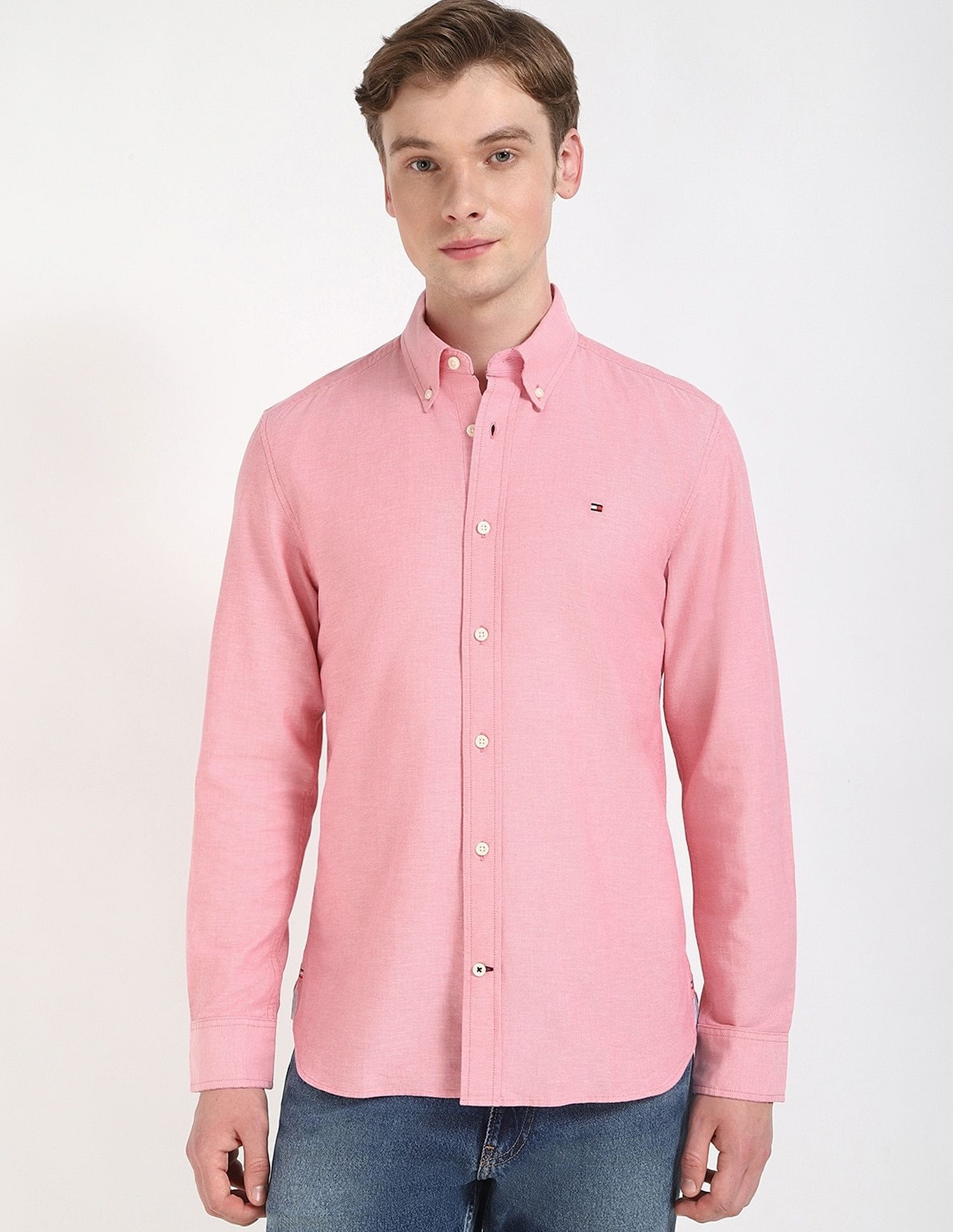 Tommy Hilfiger Solid Regular-Fit Cotton Shirt