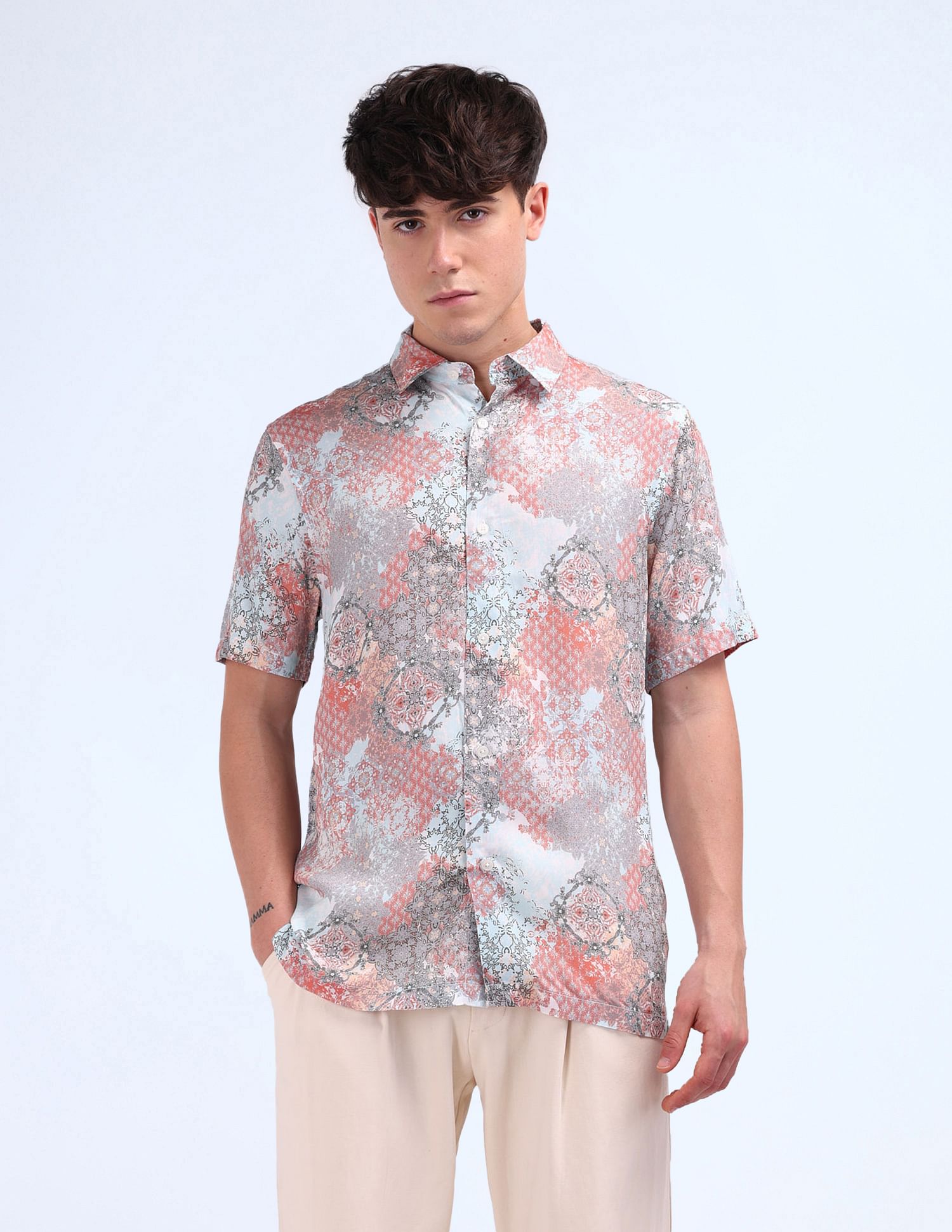 Flying Machine Printed Regular Fit Shirt