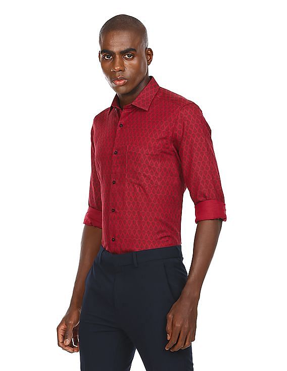 Dark red clearance button up shirt