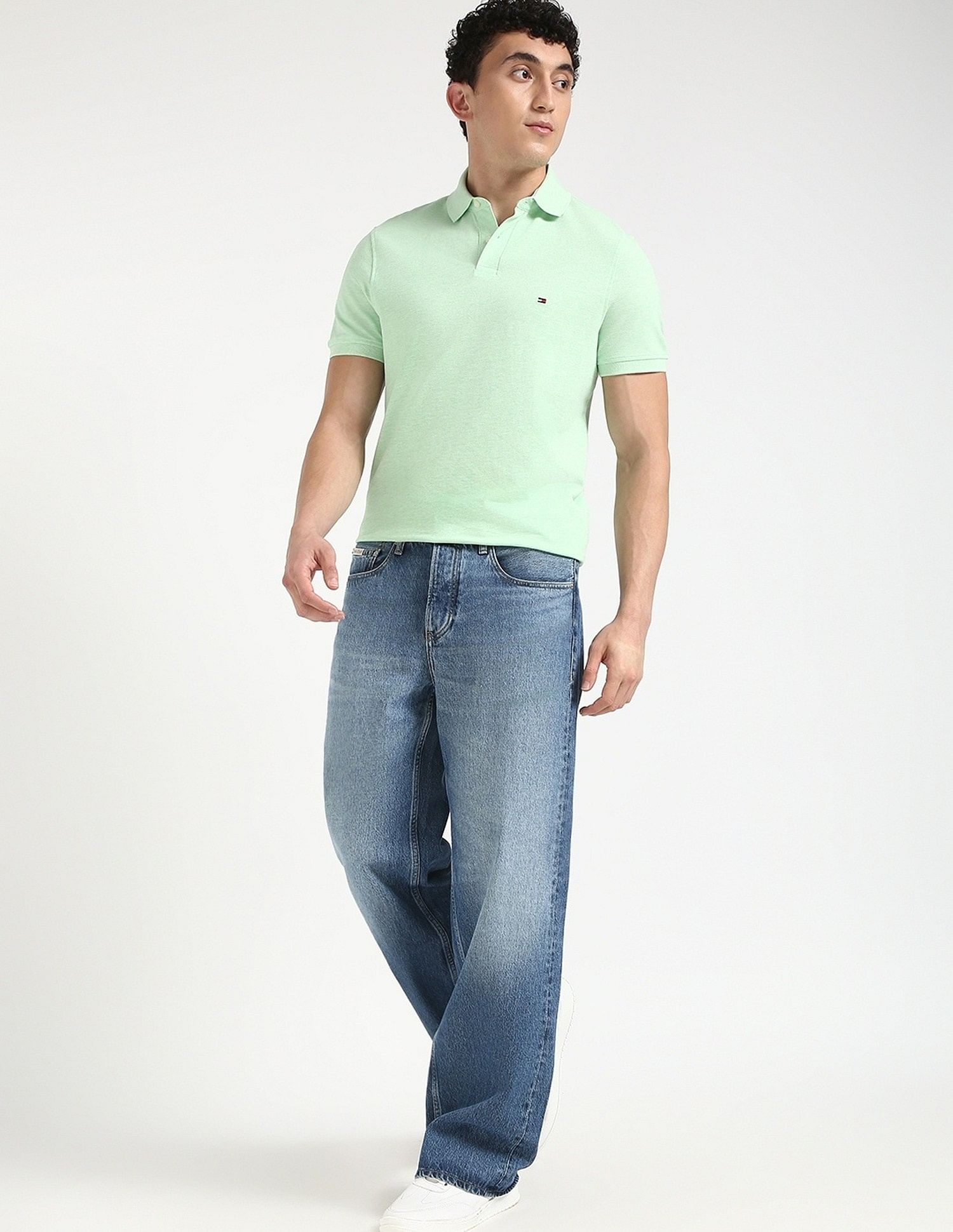 Tommy Hilfiger Mens Green Heathered Polo Shirt