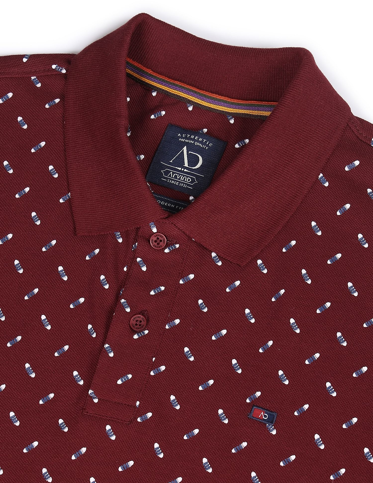 AD by Arvind Cotton Abstract Print Polo Shirt