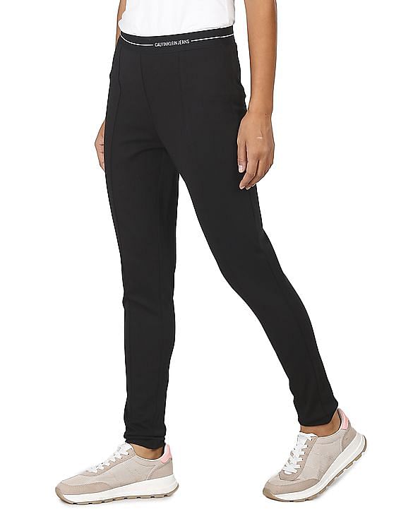 Buy Calvin Klein Women Black Panelled Solid Leggings - NNNOW.com