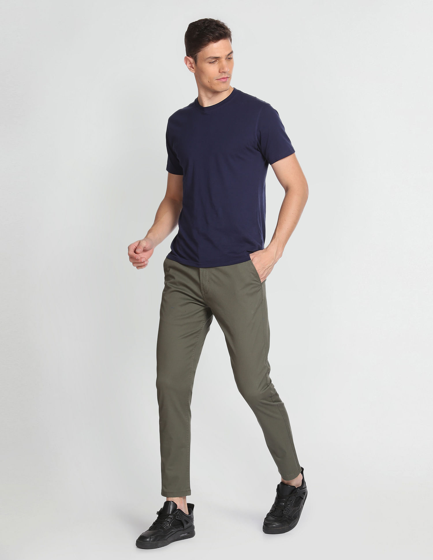 Flying Machine Twill Geometric Print Trousers