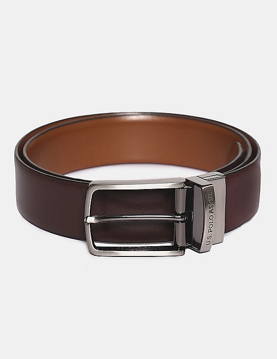 U.S. Polo Assn. Brown Textured Reversible Belt