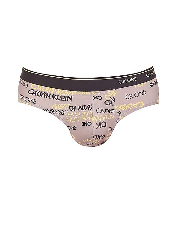 Calvin Klein Underwear Men Grey Mid Rise Microfiber Printed Hipster Brief